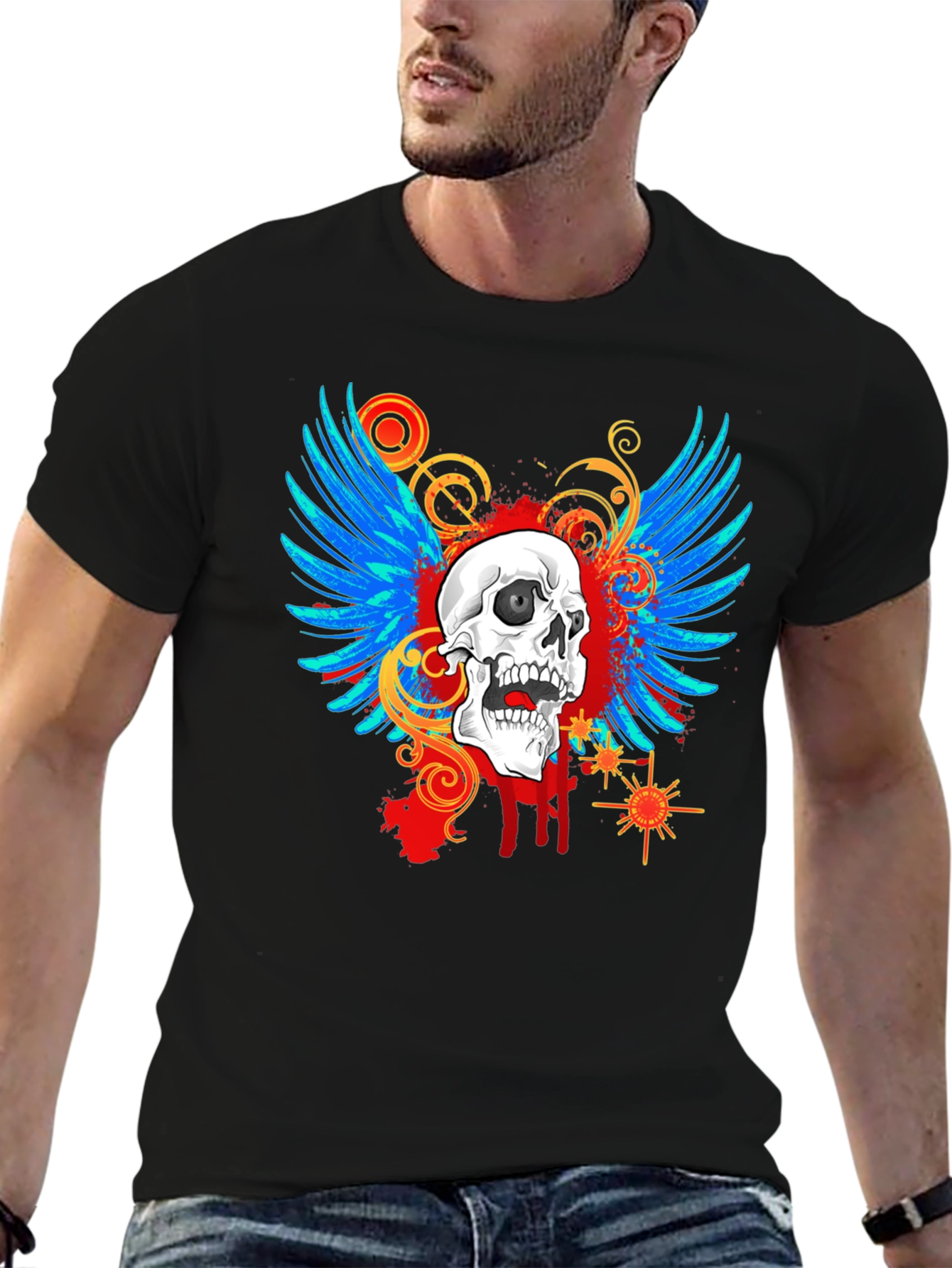 Skull & Wings Graphic T-Shirt - Edgy Design