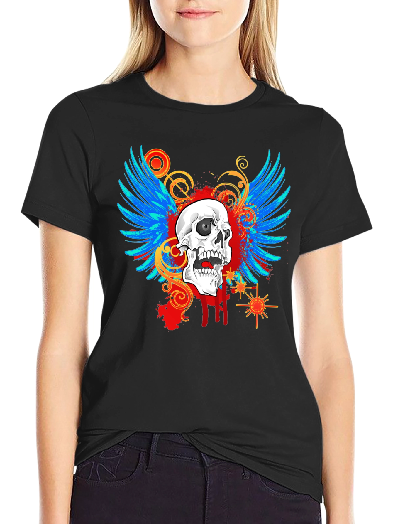 Skull & Wings Graphic T-Shirt - Edgy Design