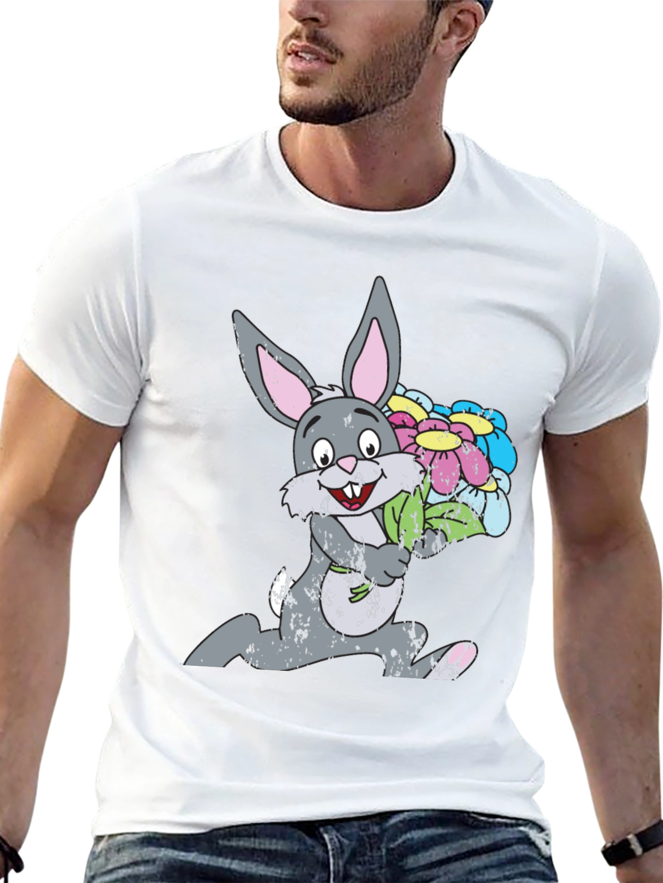 Bunny with Flowers Graphic Tee