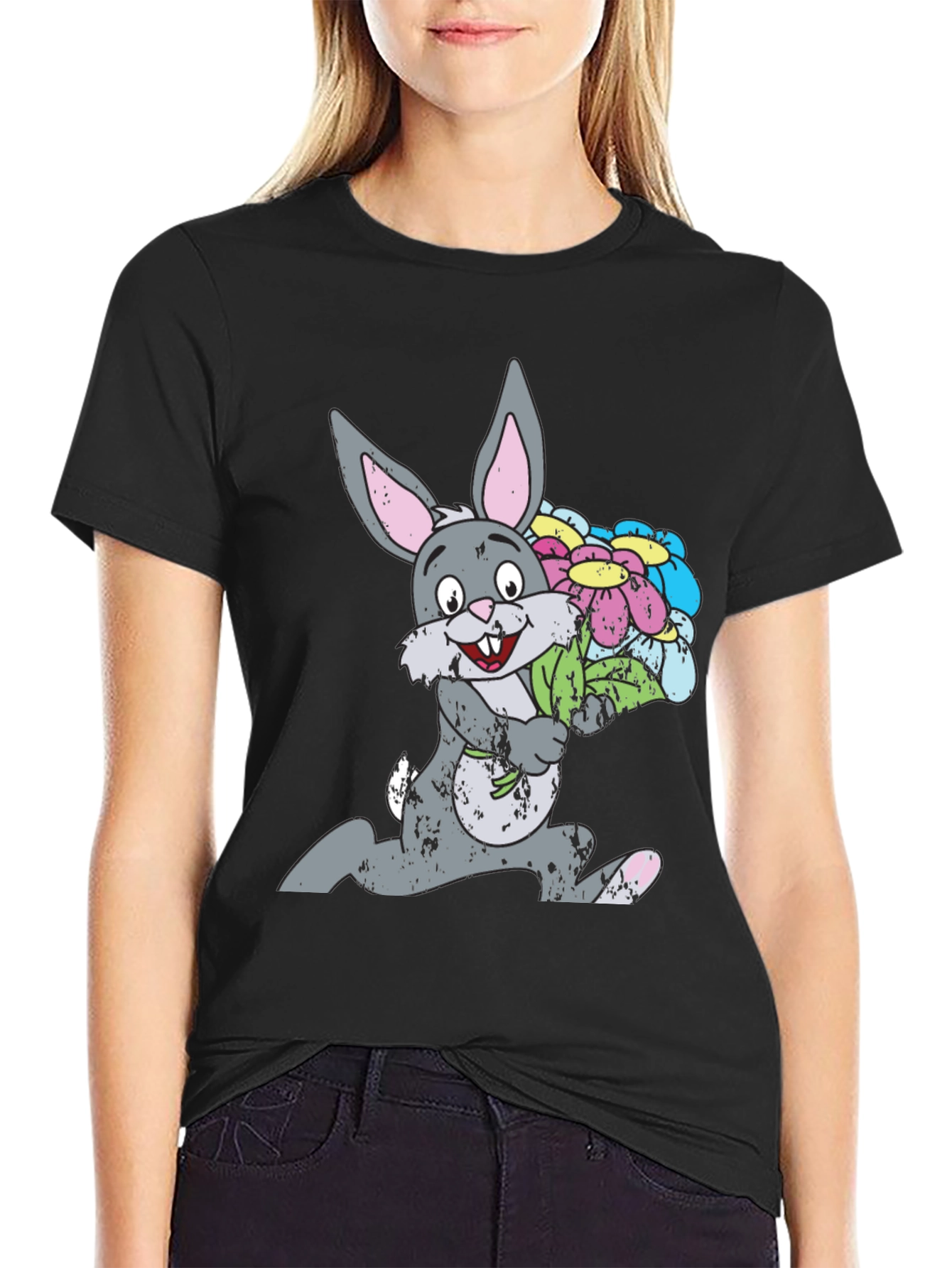 Bunny with Flowers Graphic Tee