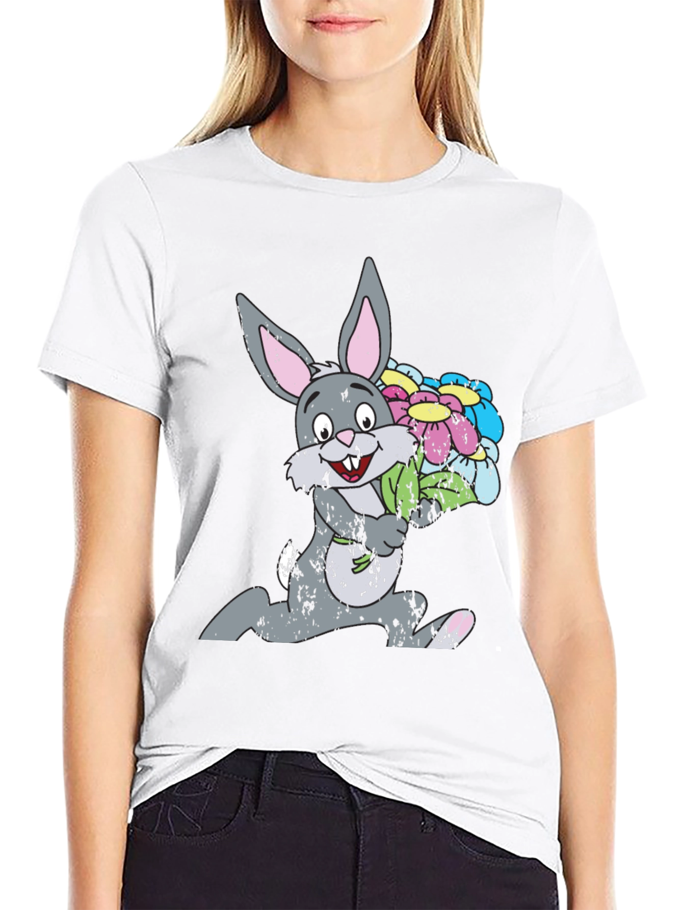 Bunny with Flowers Graphic Tee