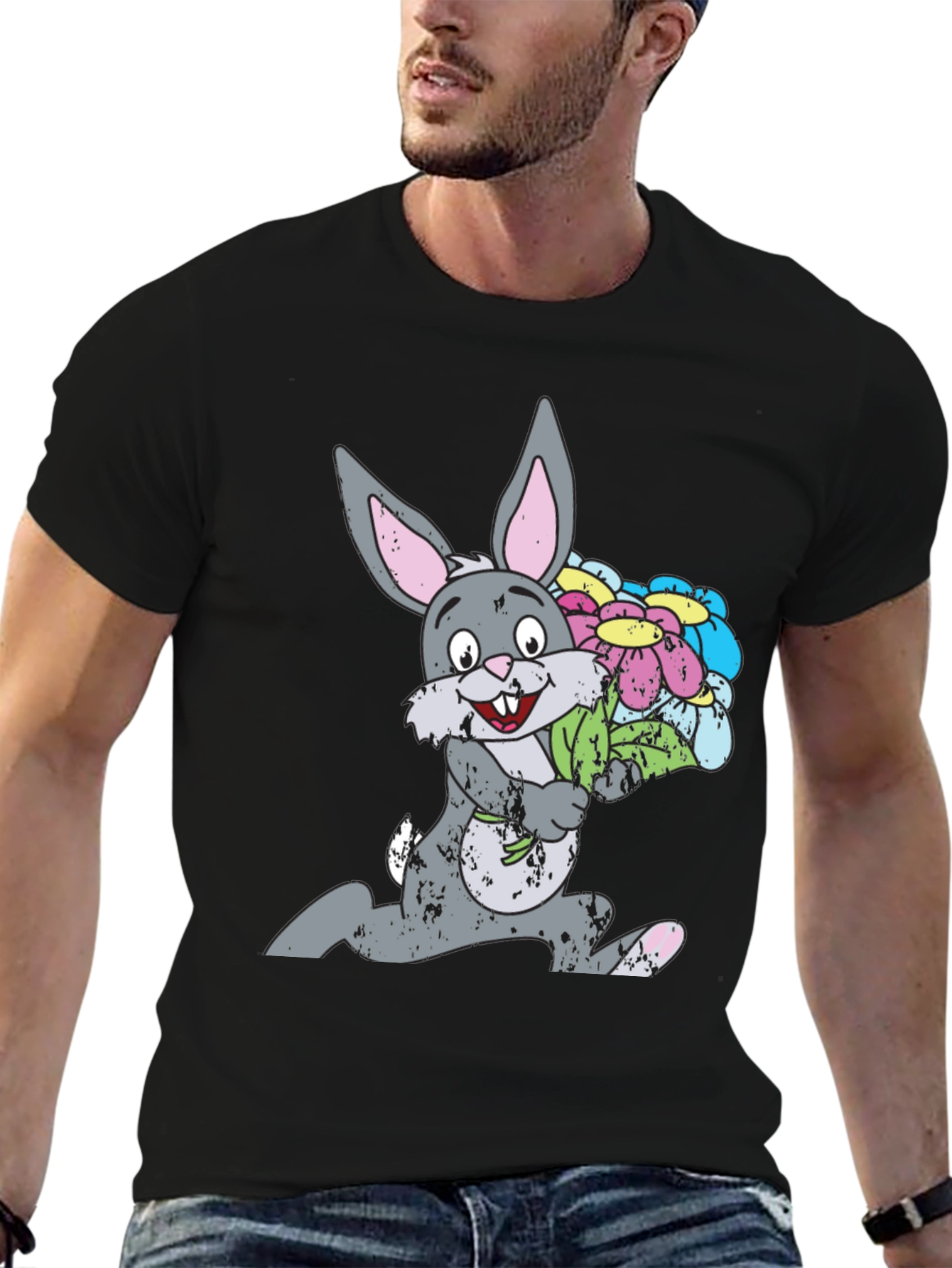 Bunny with Flowers Graphic Tee