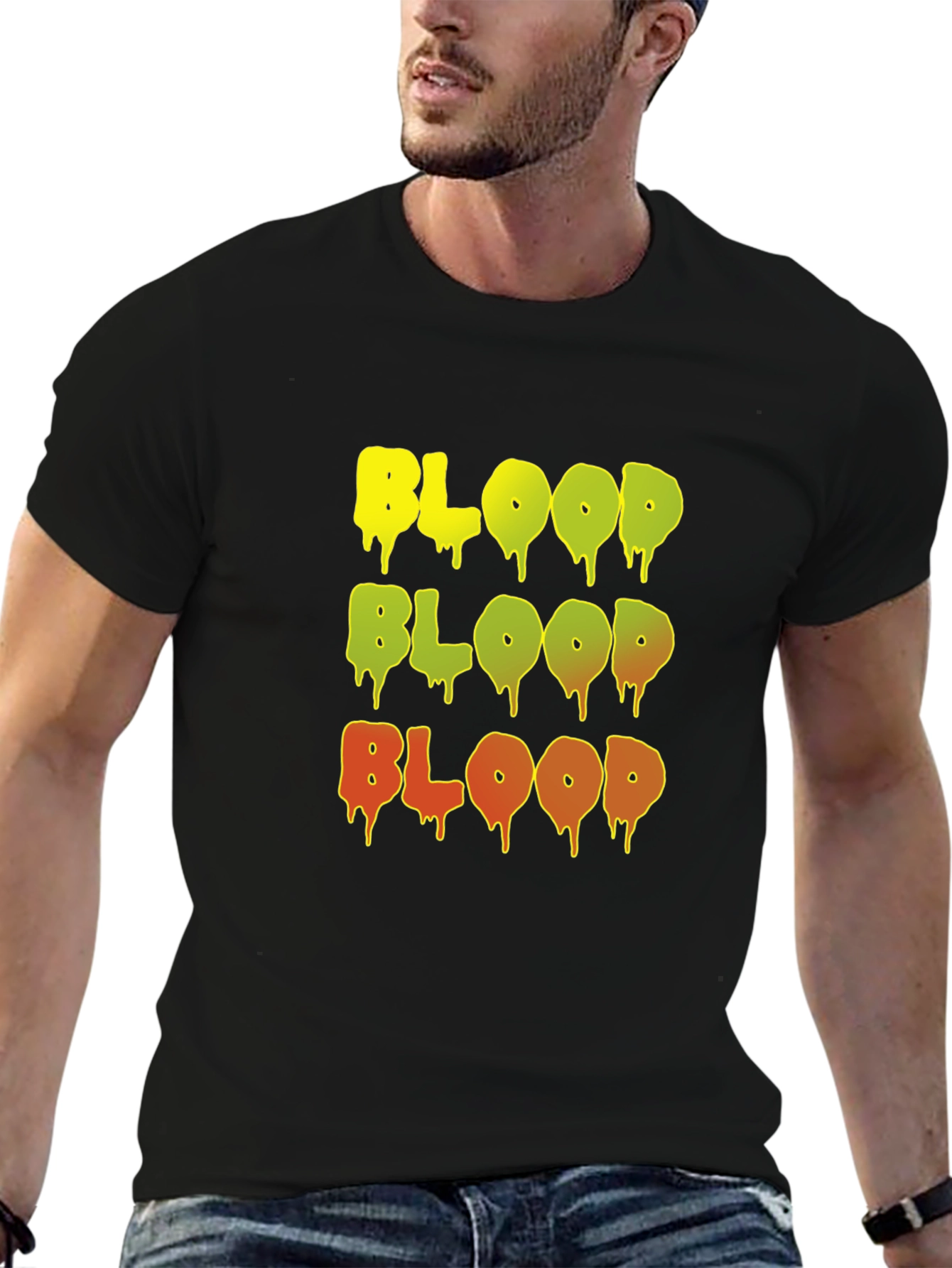 Gothic Blood Graphic Print Black T-Shirt