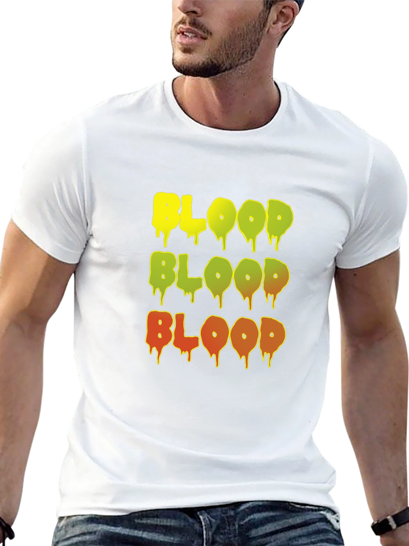 Gothic Blood Graphic Print Black T-Shirt