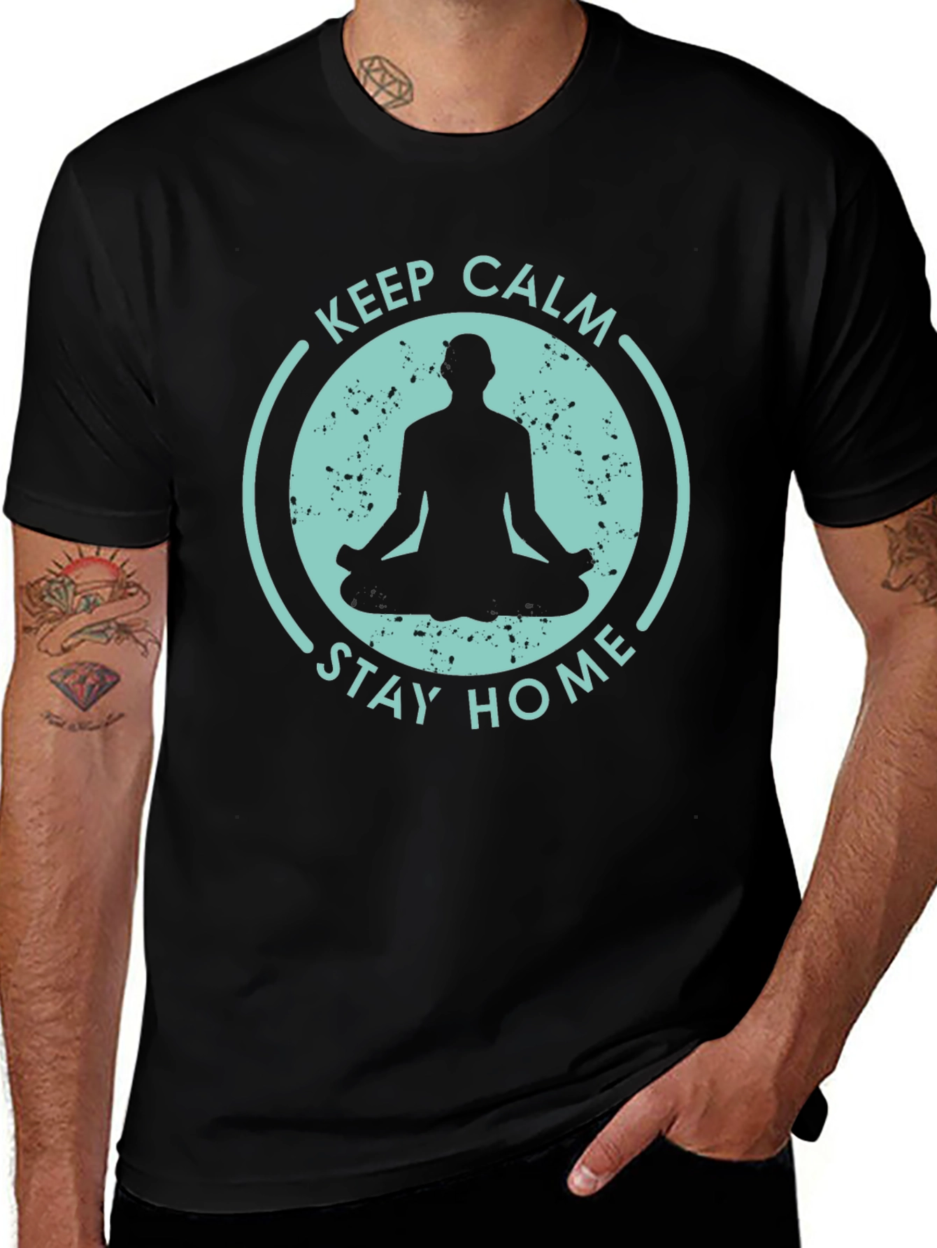 Keep Calm Stay Home T-Shirt - Yoga Meditation Tee