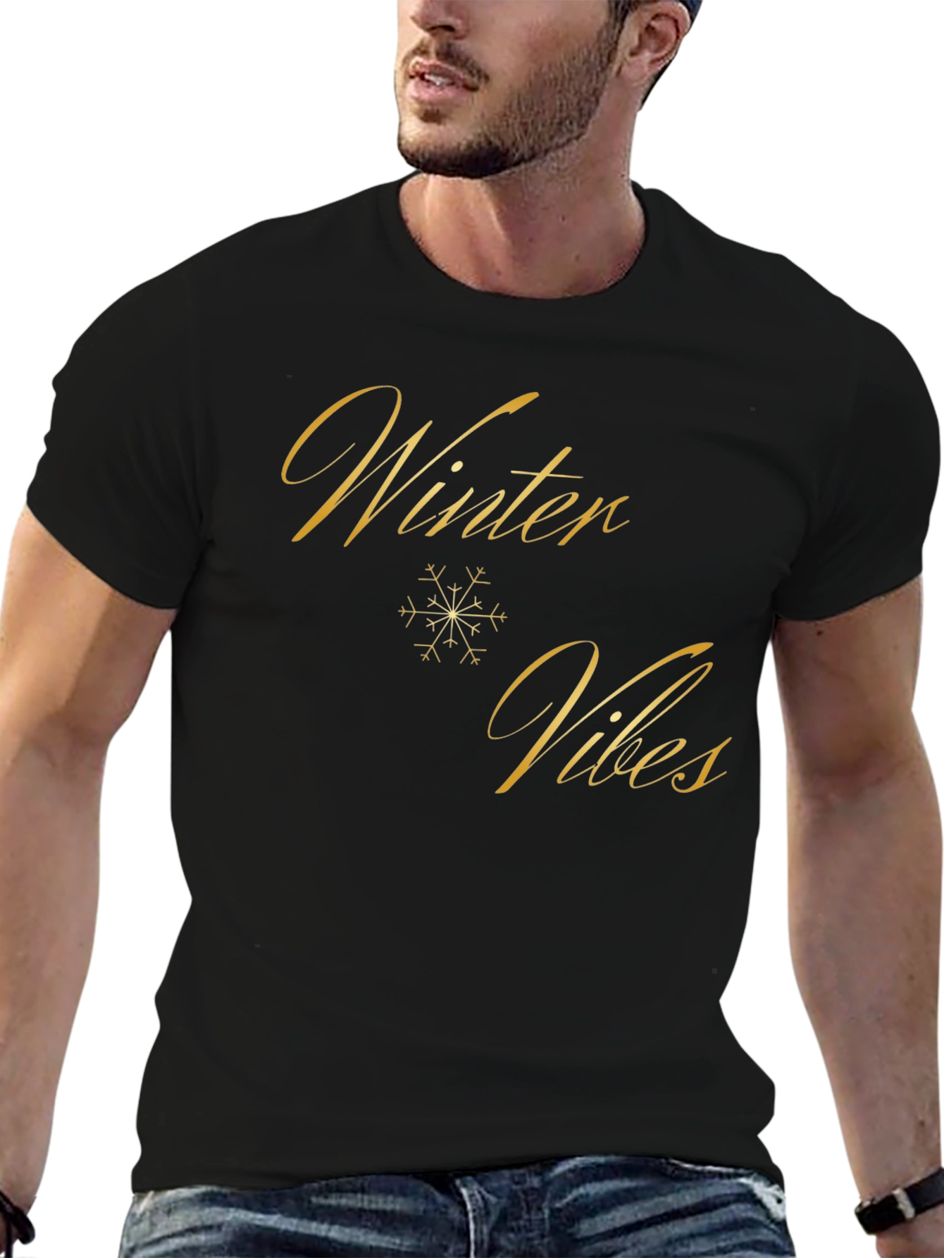 Winter Vibes Black Graphic Tee