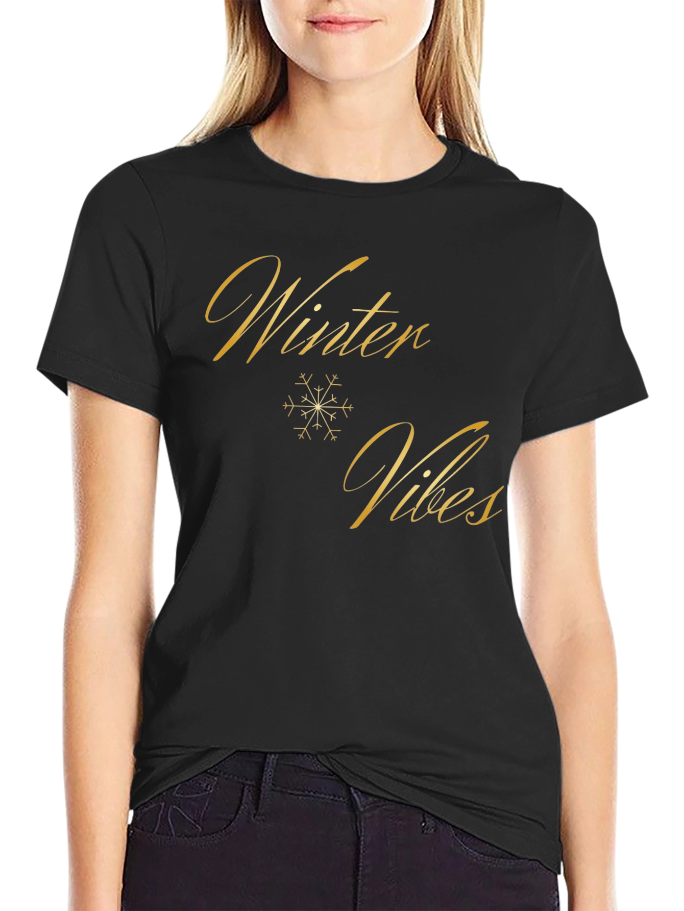 Winter Vibes Black Graphic Tee