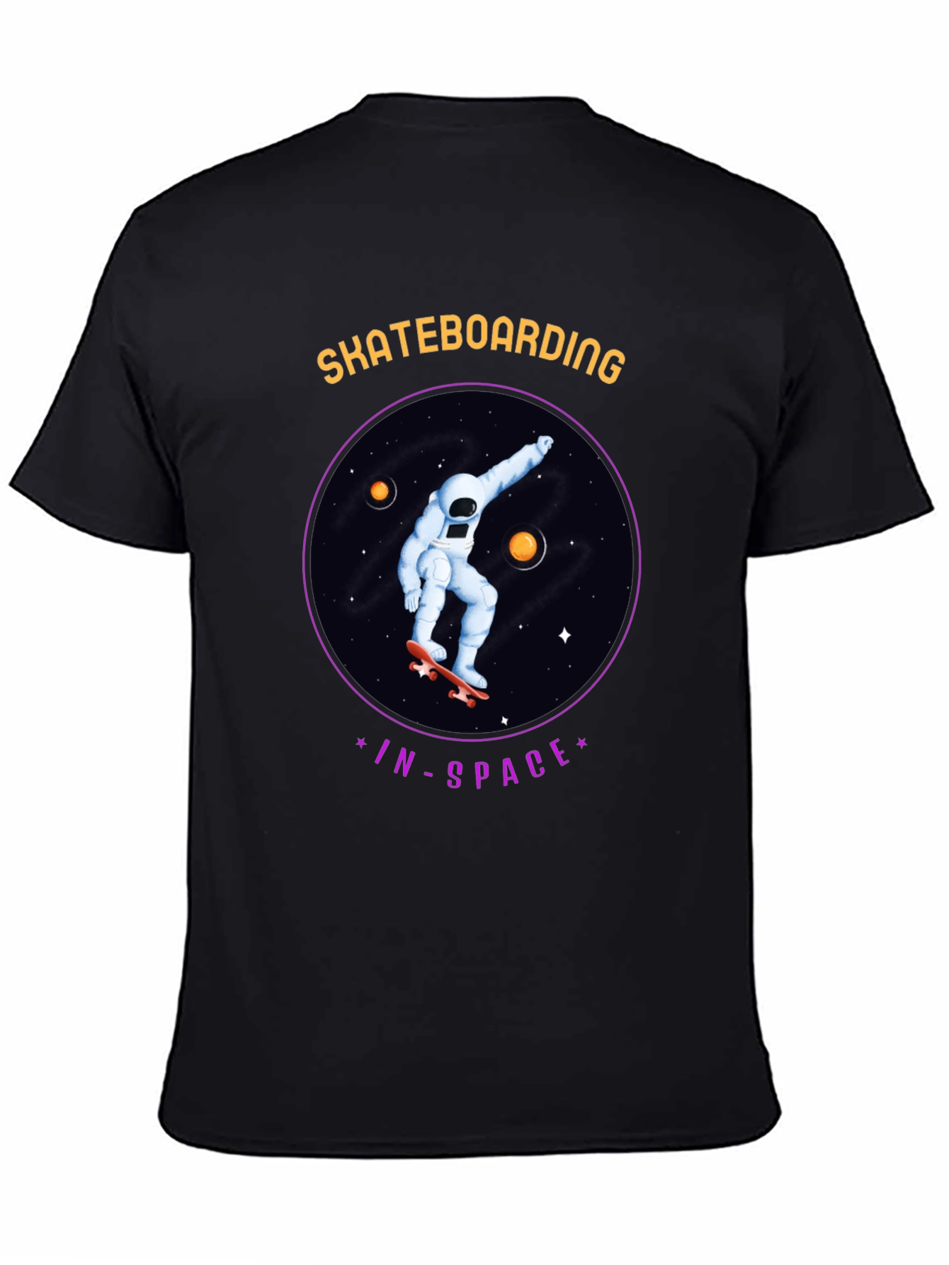 Skateboarding in Space Graphic Tee - Black Cotton