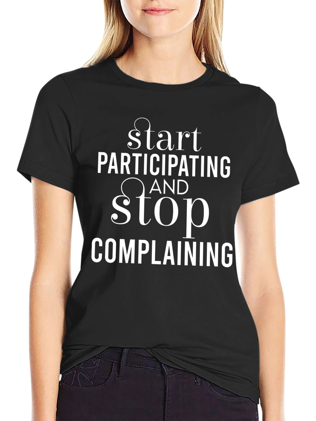 Start Participating Graphic Tee - Inspiring Black T-Shirt