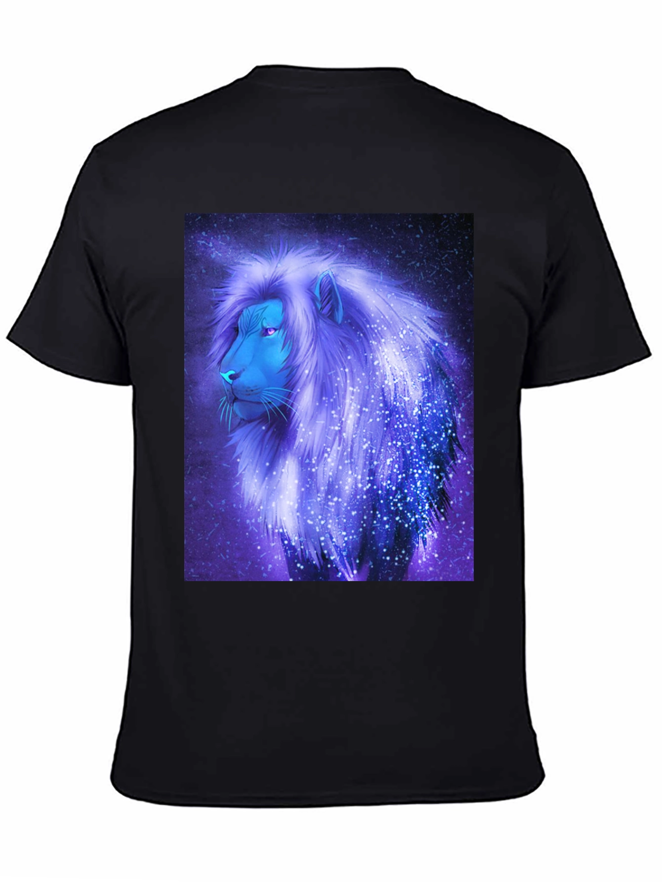 Cosmic Lion Graphic Tee - Black Cotton Blend