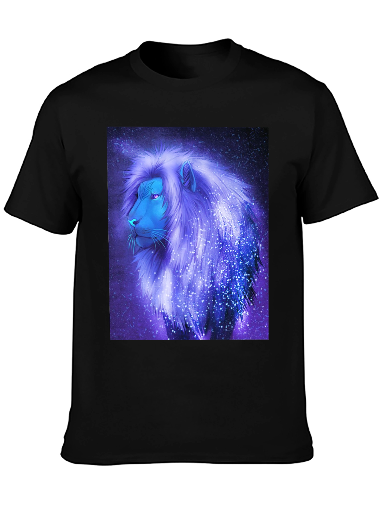 Cosmic Lion Graphic Tee - Black Cotton Blend