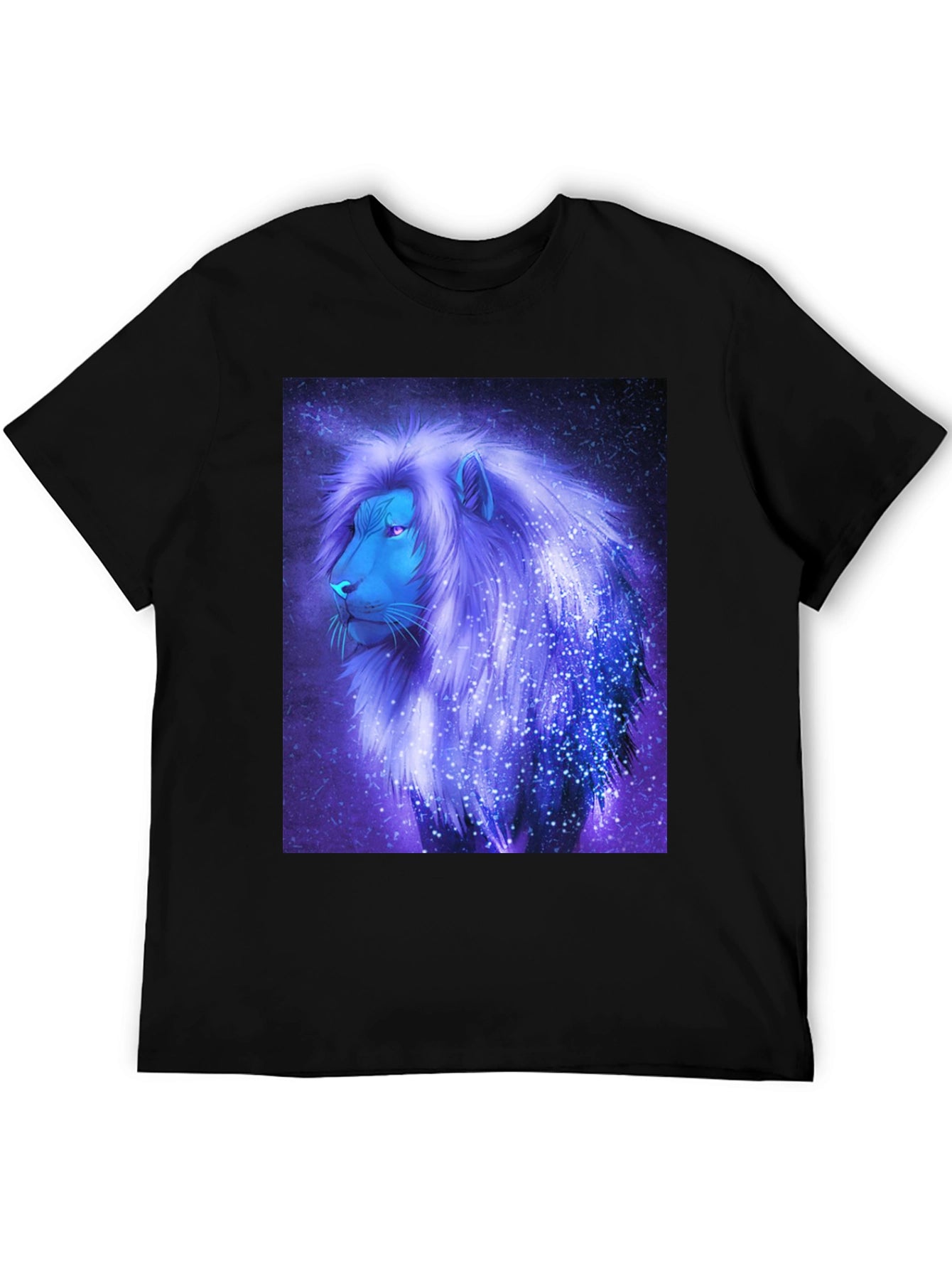 Cosmic Lion Graphic Tee - Black Cotton Blend