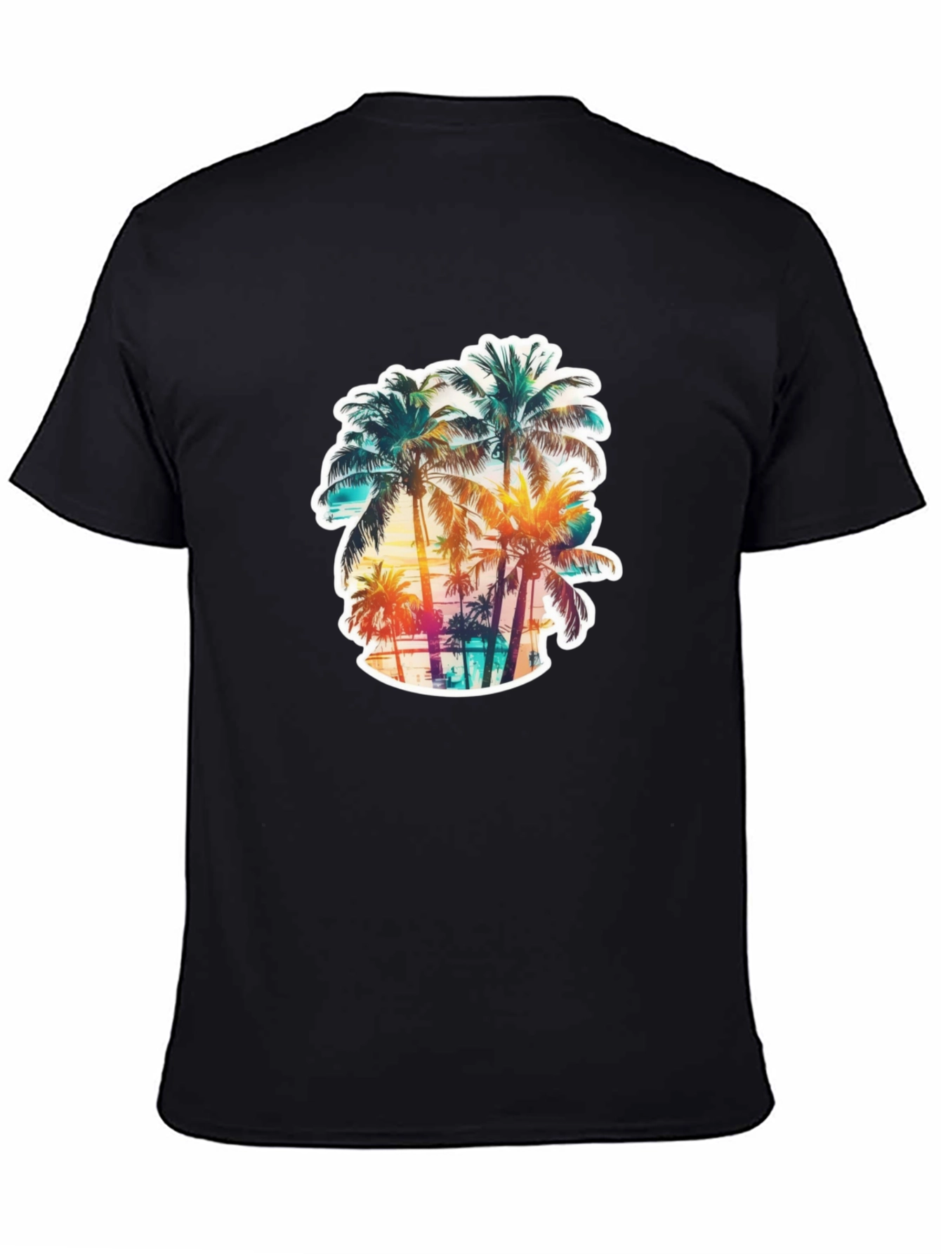 Tropical Palm Tree Graphic Black T-Shirt