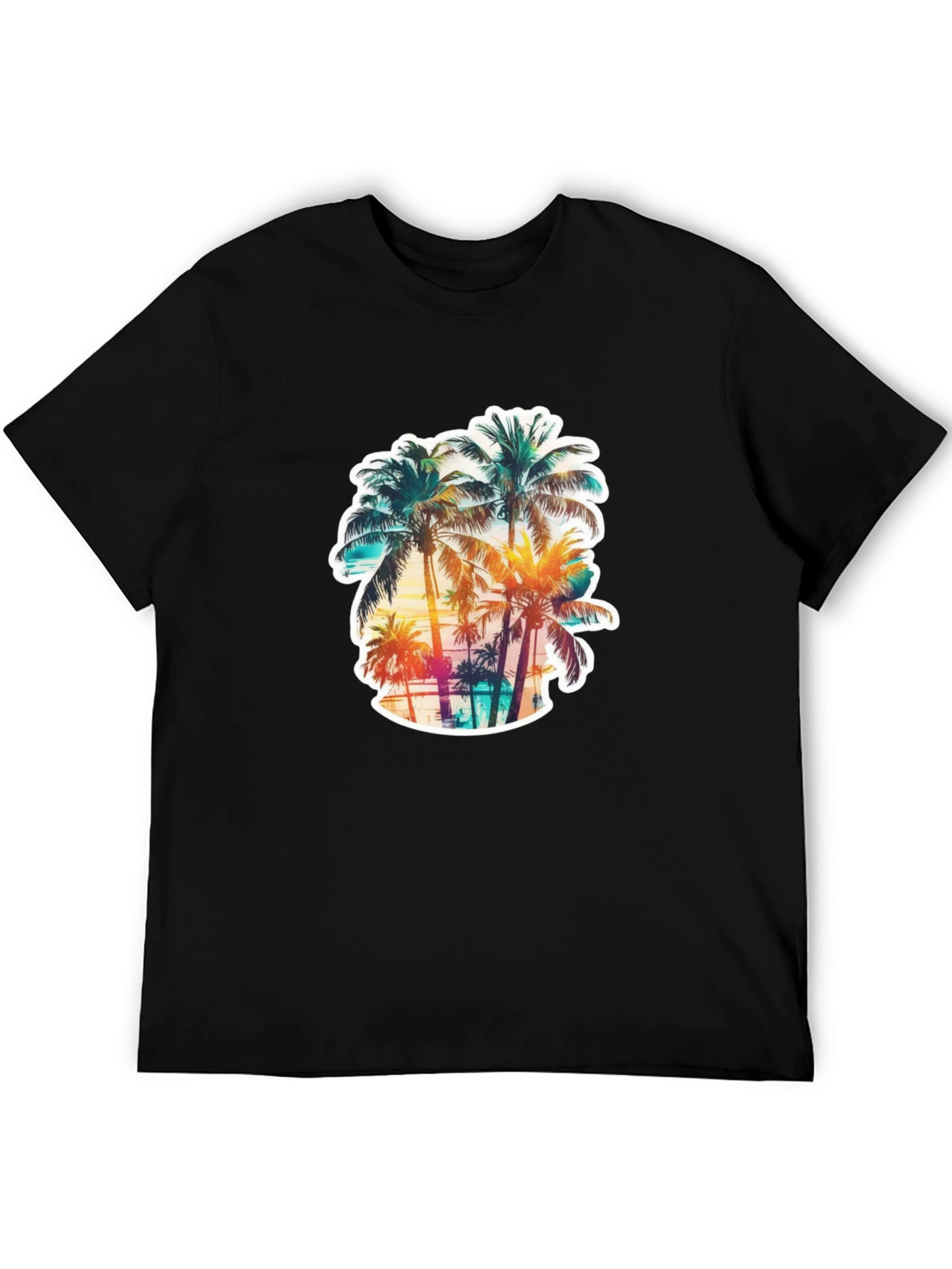 Tropical Palm Tree Graphic Black T-Shirt