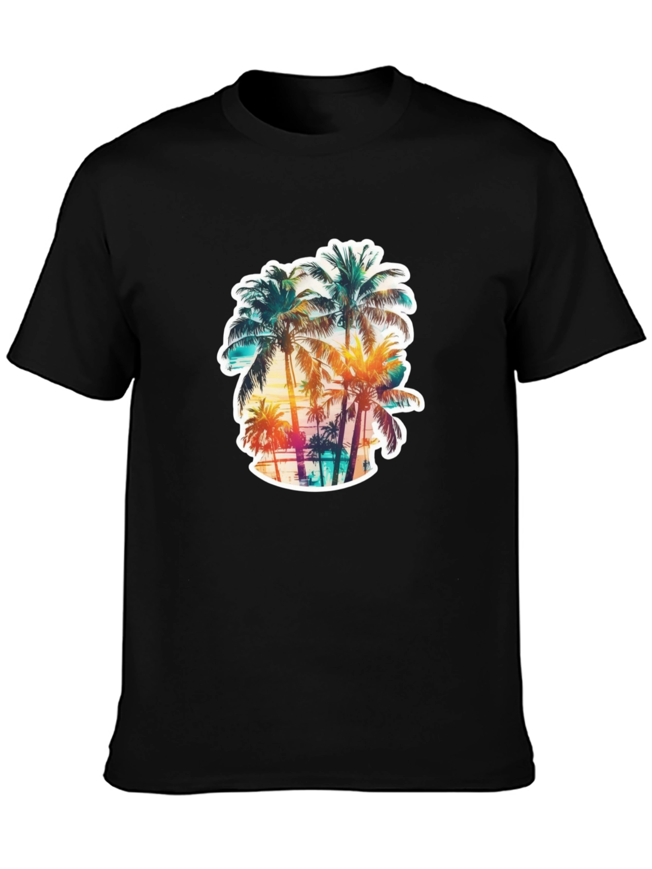 Tropical Palm Tree Graphic Black T-Shirt