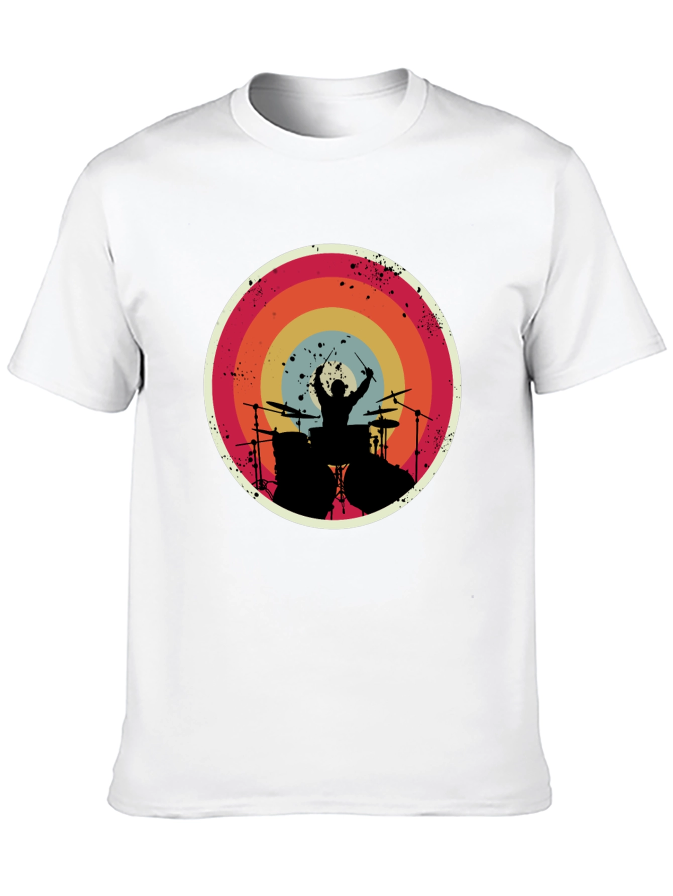 Drummer Silhouette Graphic Tee - Retro Style
