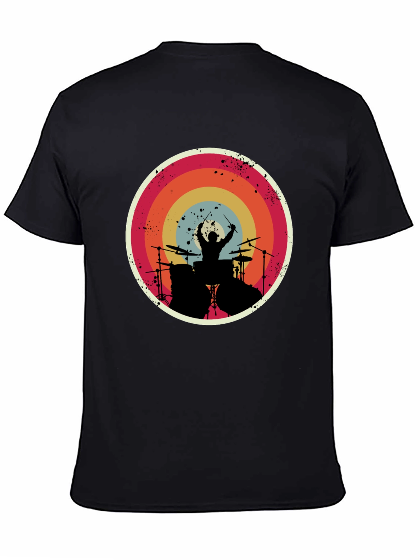 Drummer Silhouette Graphic Tee - Retro Style