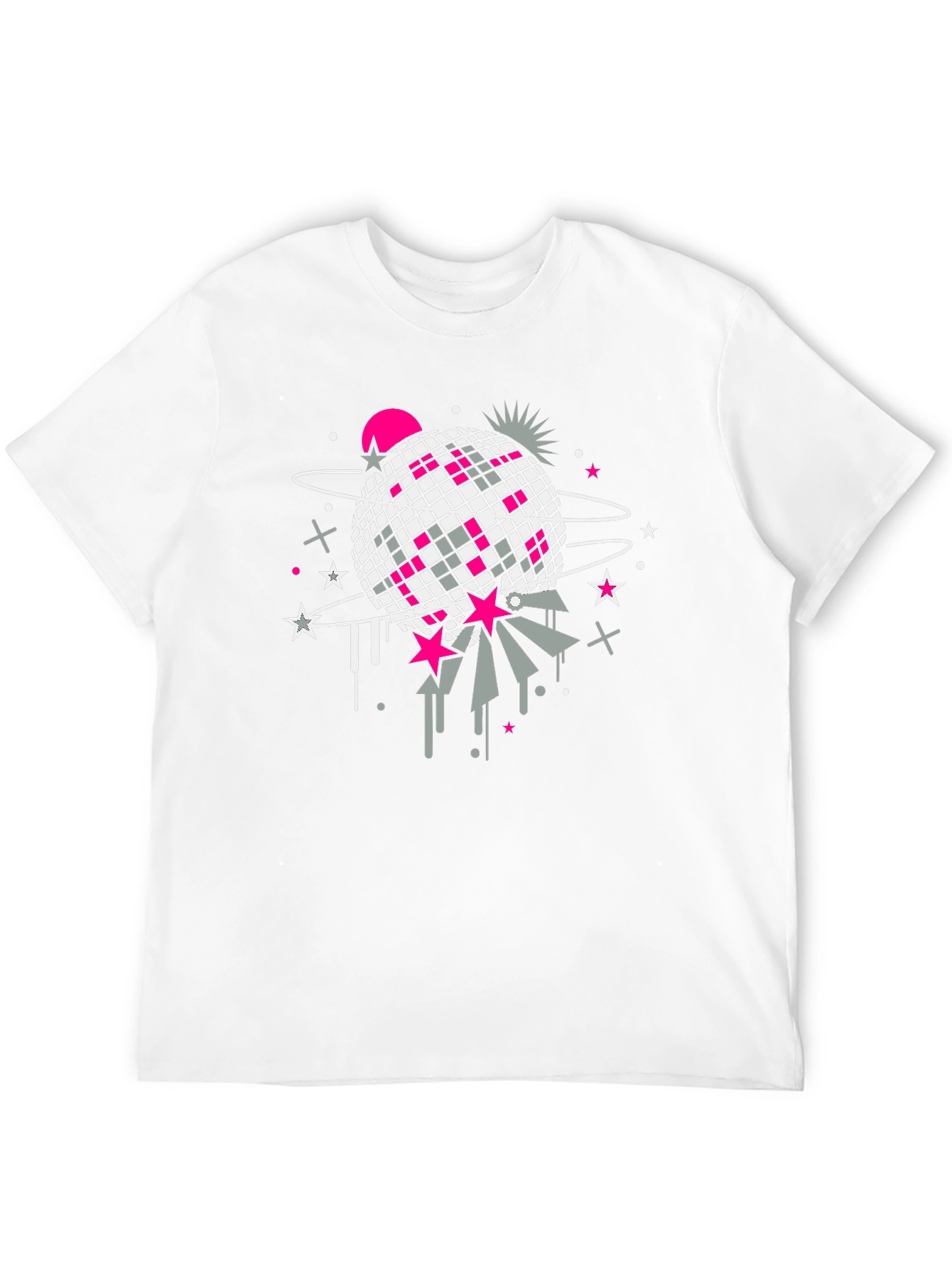 Retro Disco Ball Graphic T-Shirt - Black