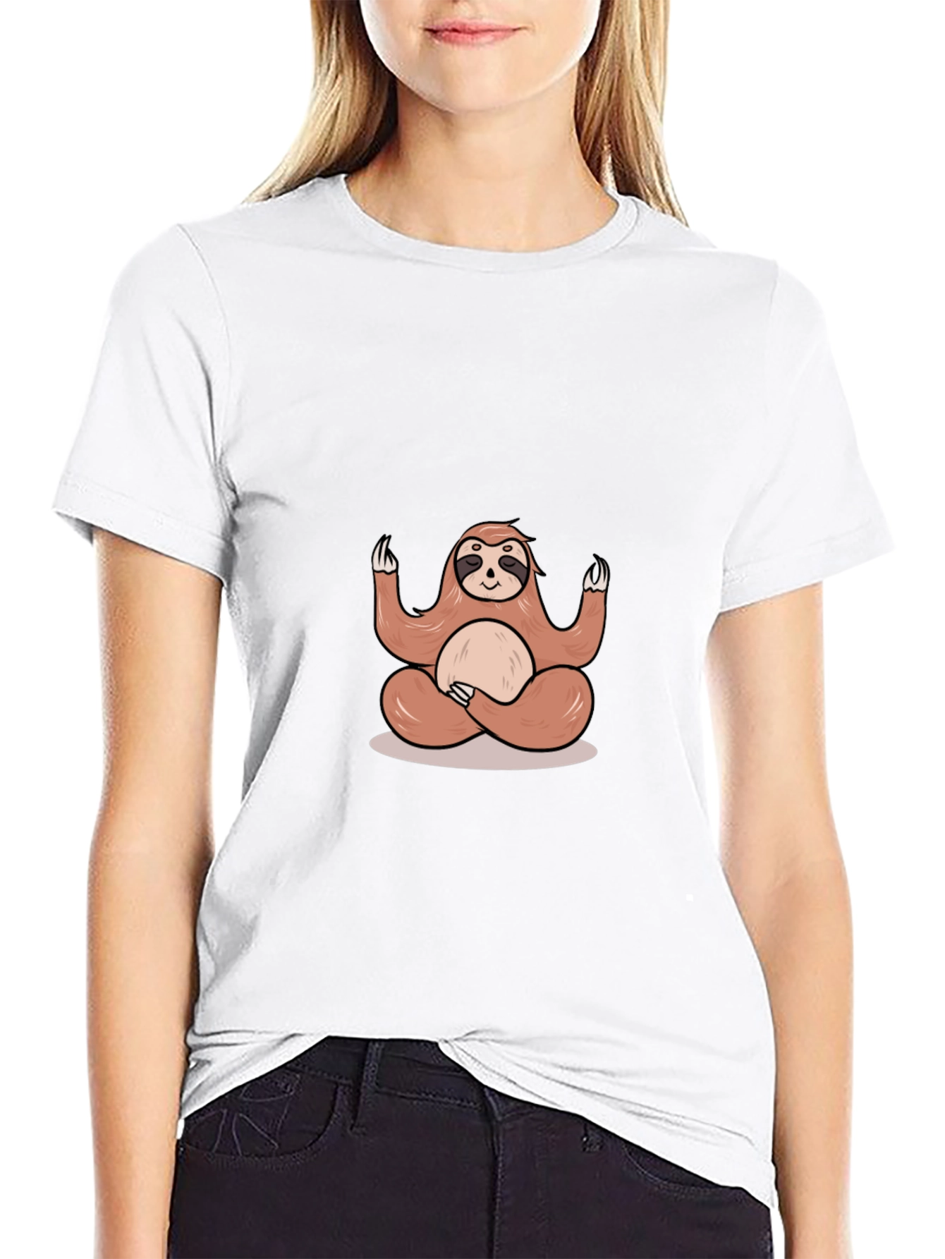 Zen Sloth Tee - Meditating Animal Graphic T-Shirt