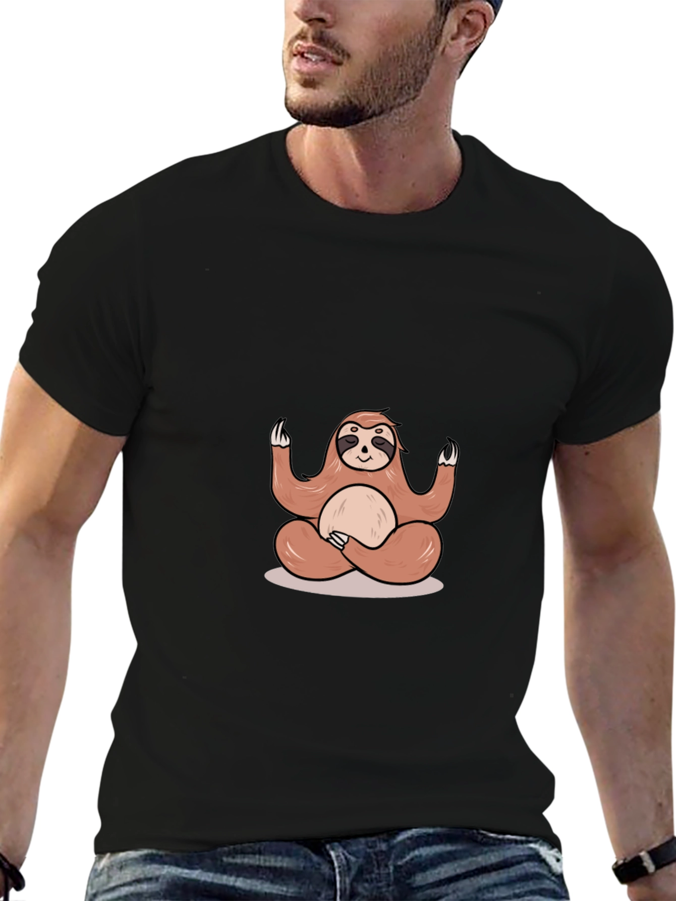 Zen Sloth Tee - Meditating Animal Graphic T-Shirt