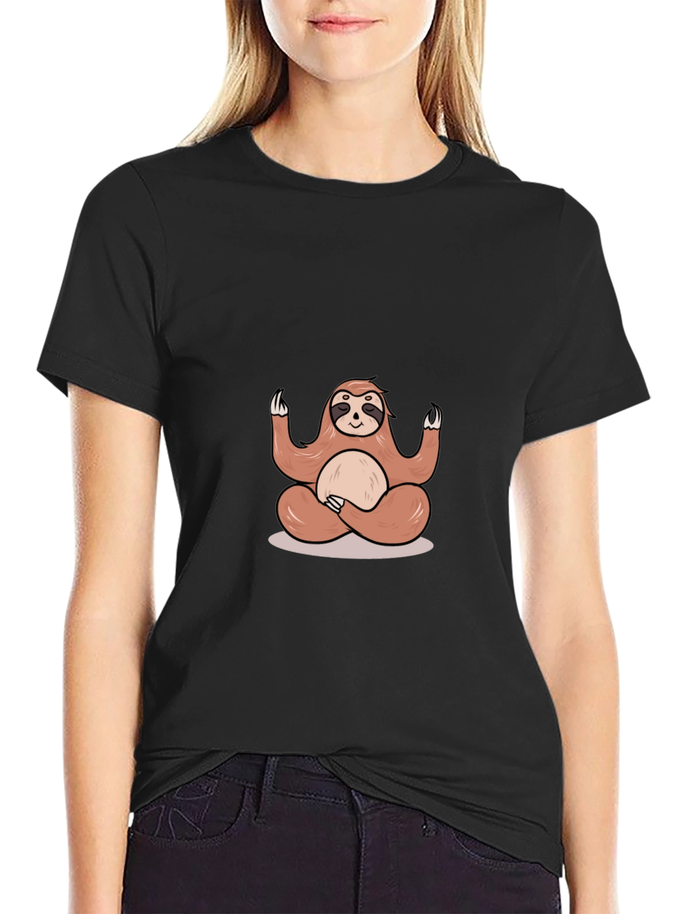 Zen Sloth Tee - Meditating Animal Graphic T-Shirt