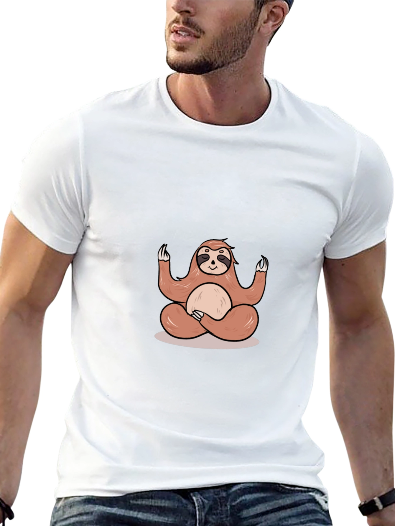 Zen Sloth Tee - Meditating Animal Graphic T-Shirt