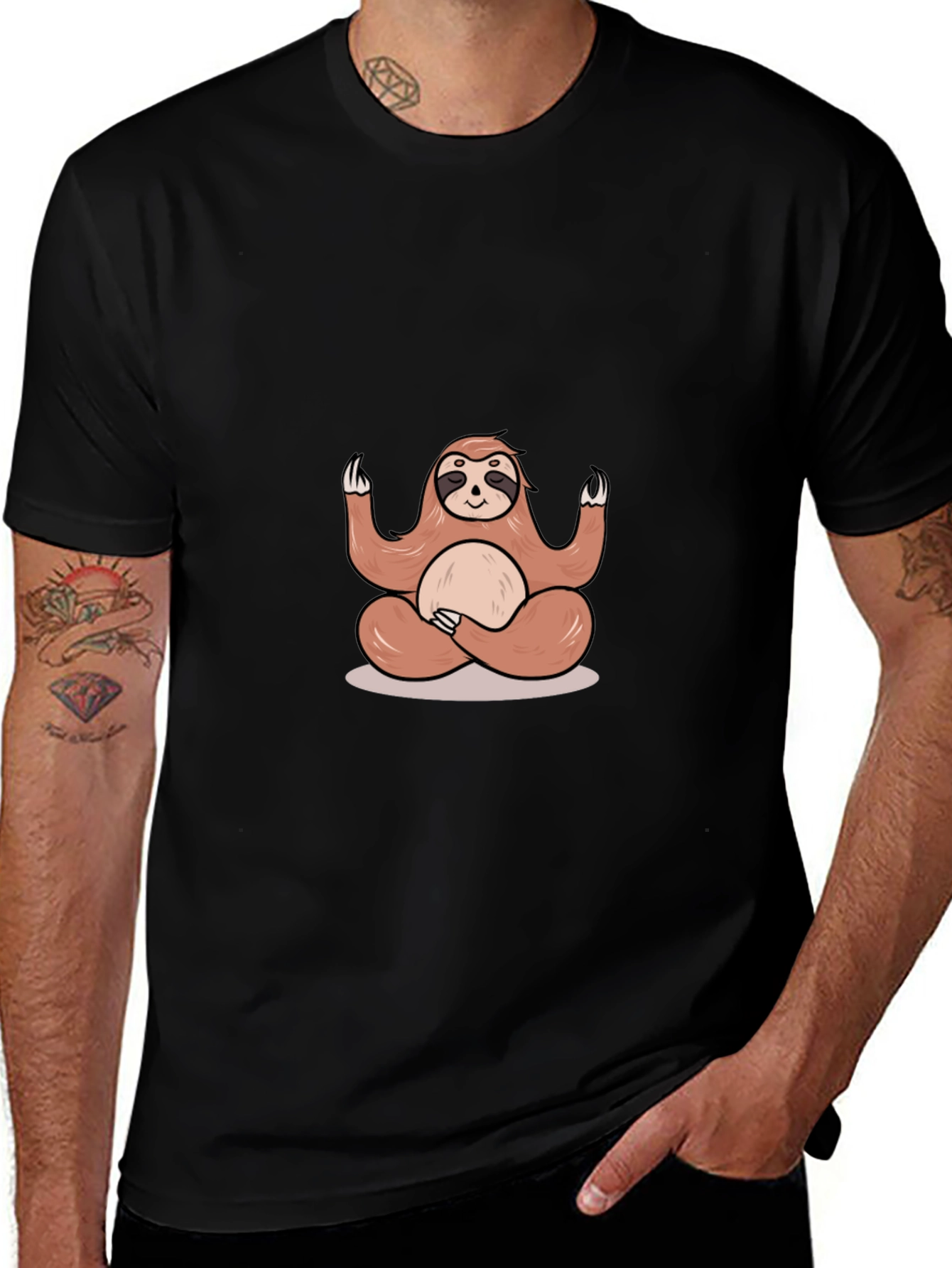 Zen Sloth Tee - Meditating Animal Graphic T-Shirt