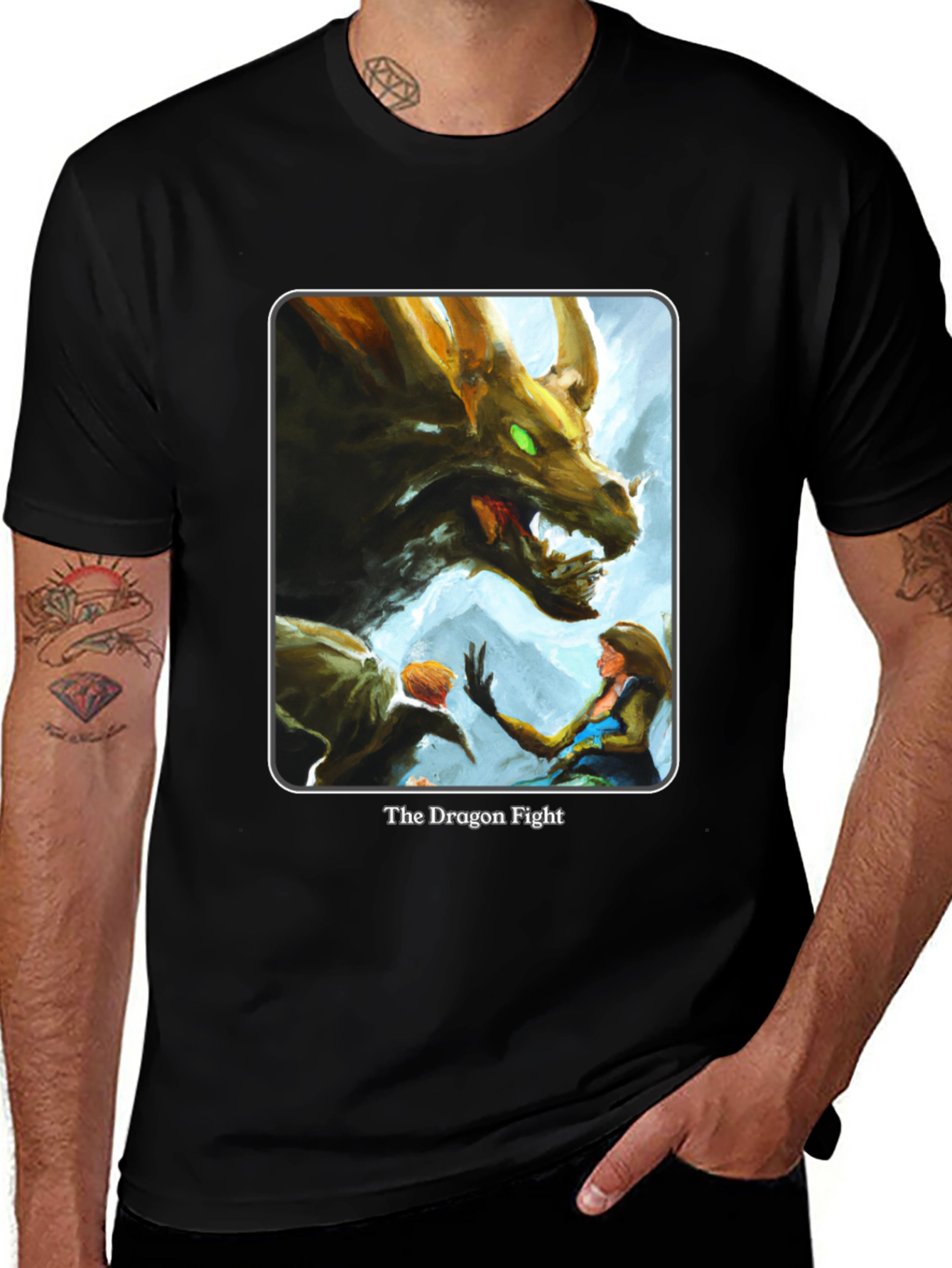 Dragon Fight Graphic Tee - Mythical Art Shirt