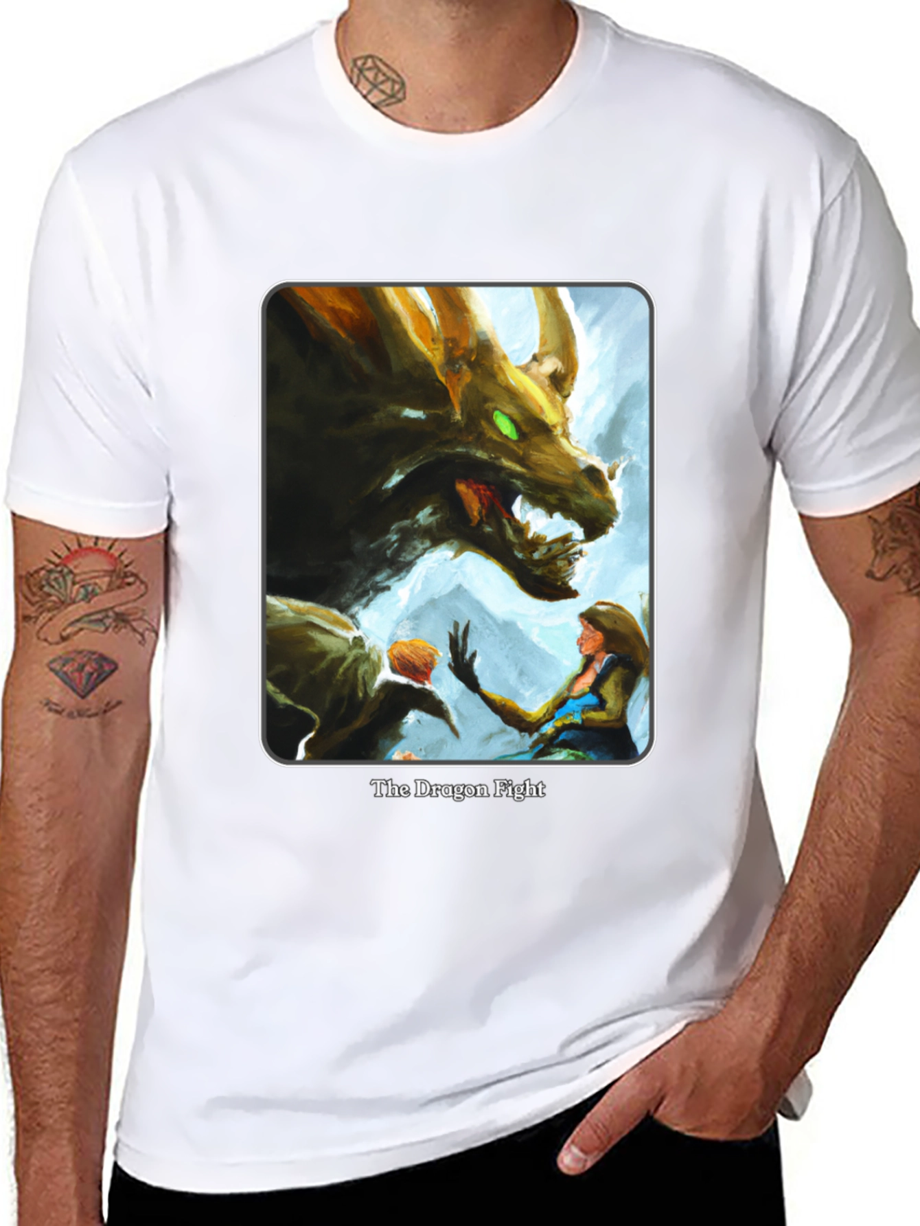 Dragon Fight Graphic Tee - Mythical Art Shirt