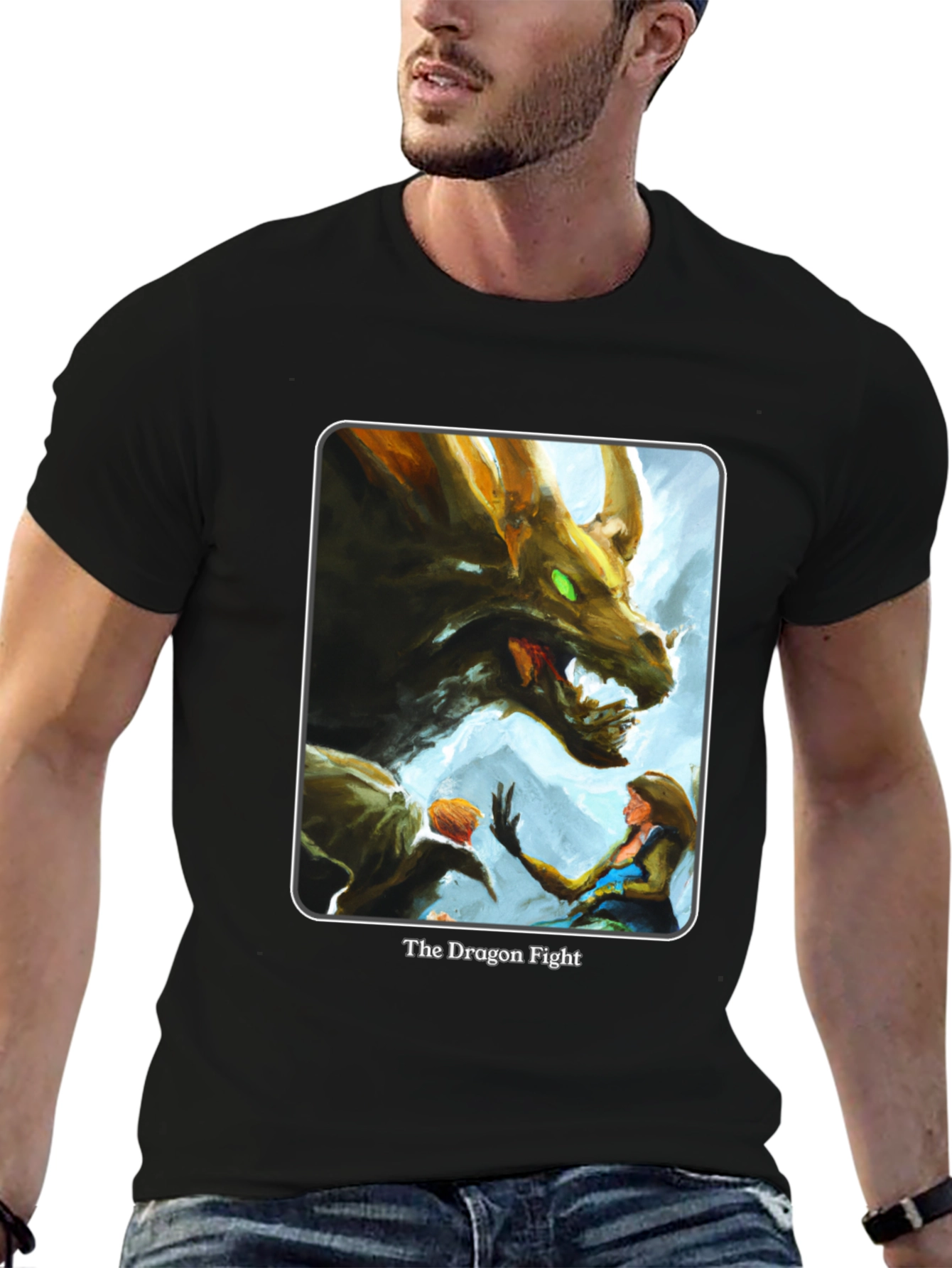 Dragon Fight Graphic Tee - Mythical Art Shirt