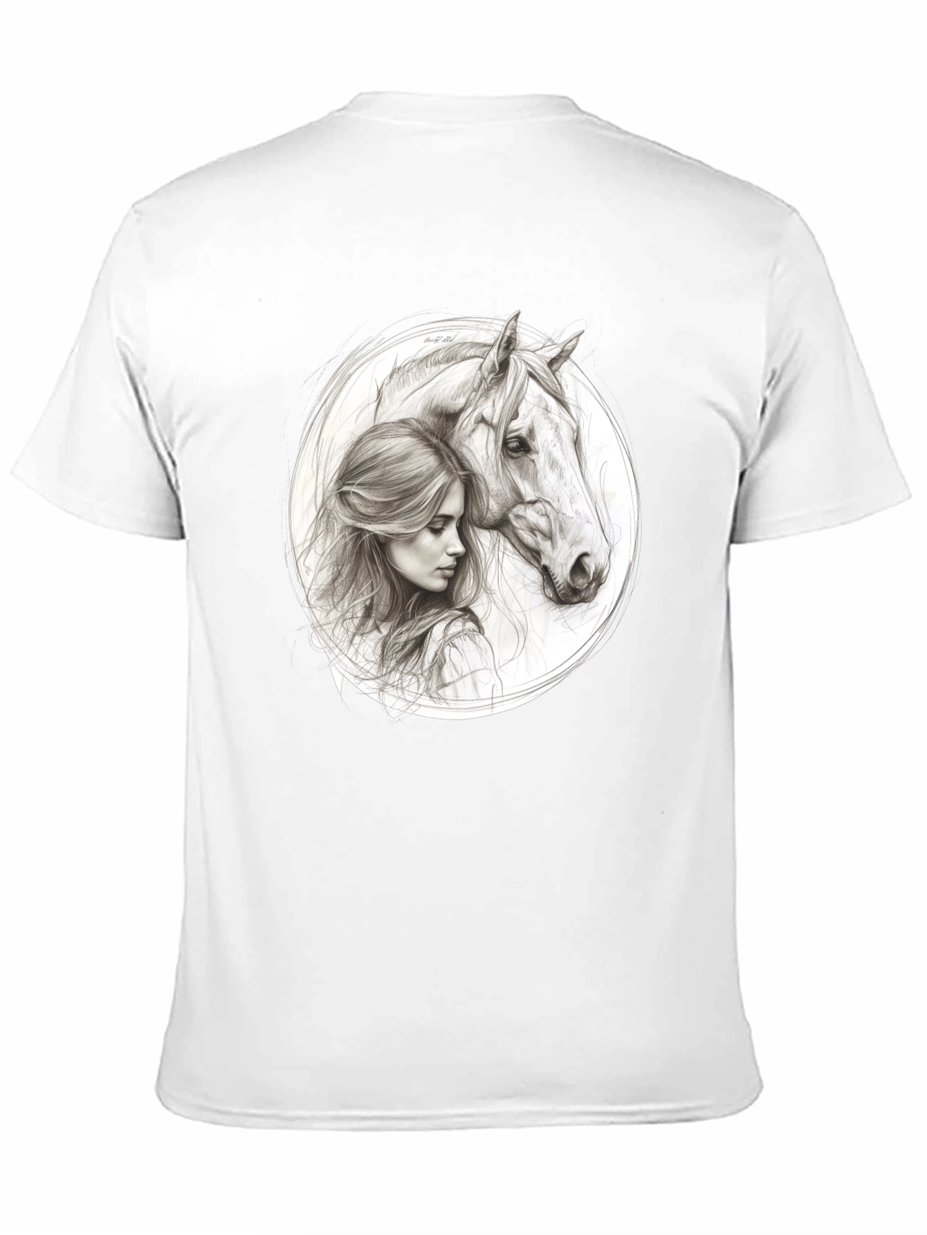 Woman and Horse Graphic Tee - Black