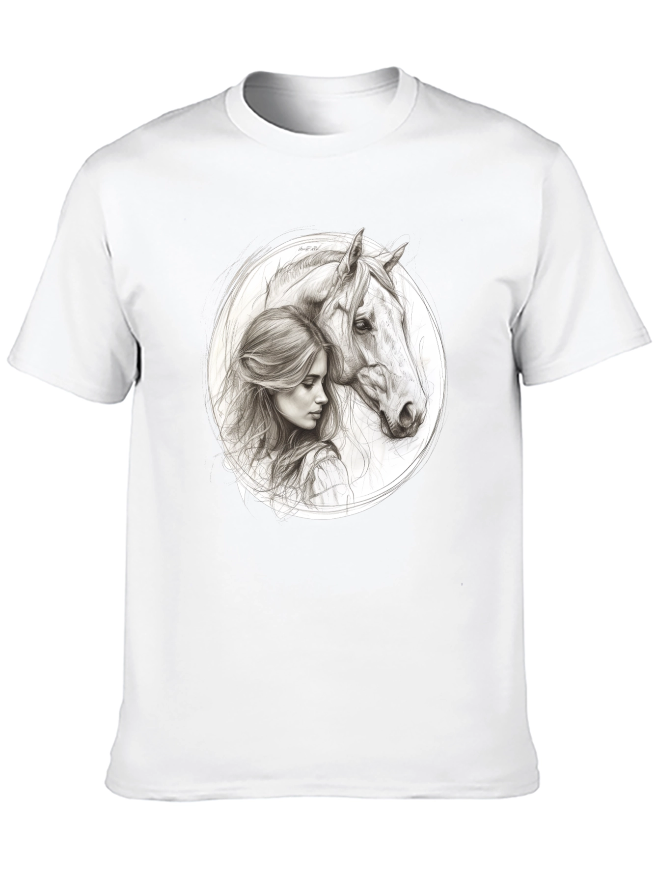 Woman and Horse Graphic Tee - Black