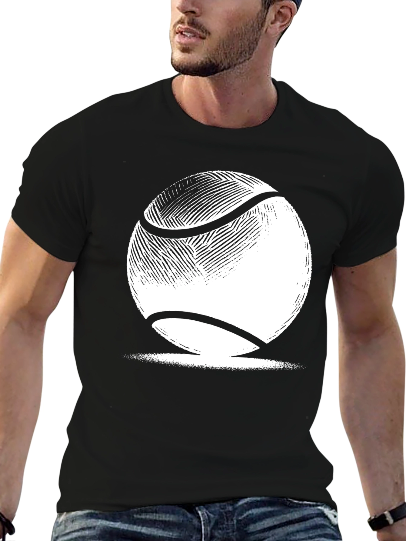 Tennis Ball Graphic Tee - Classic Black Cotton T-Shirt