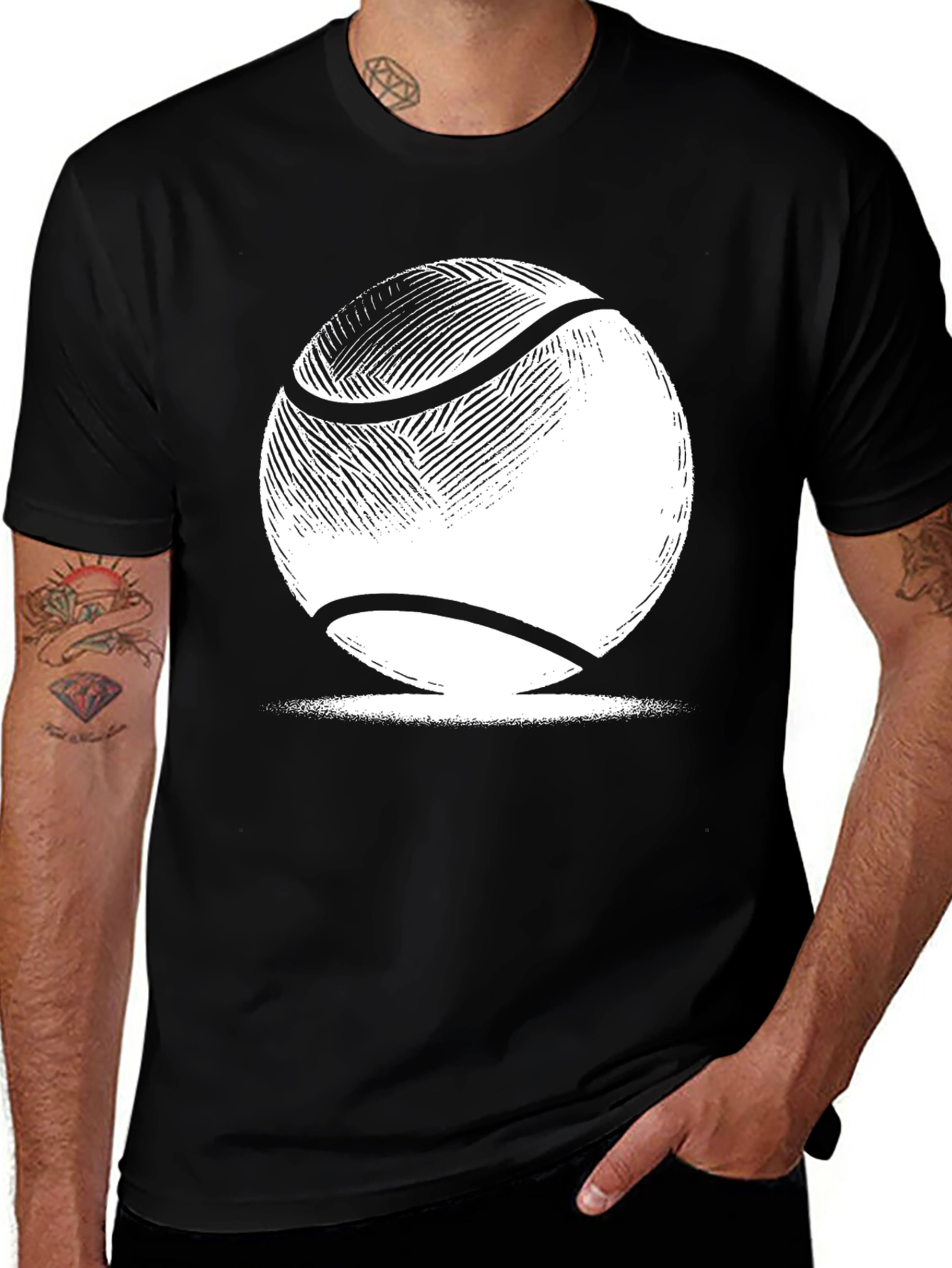 Tennis Ball Graphic Tee - Classic Black Cotton T-Shirt