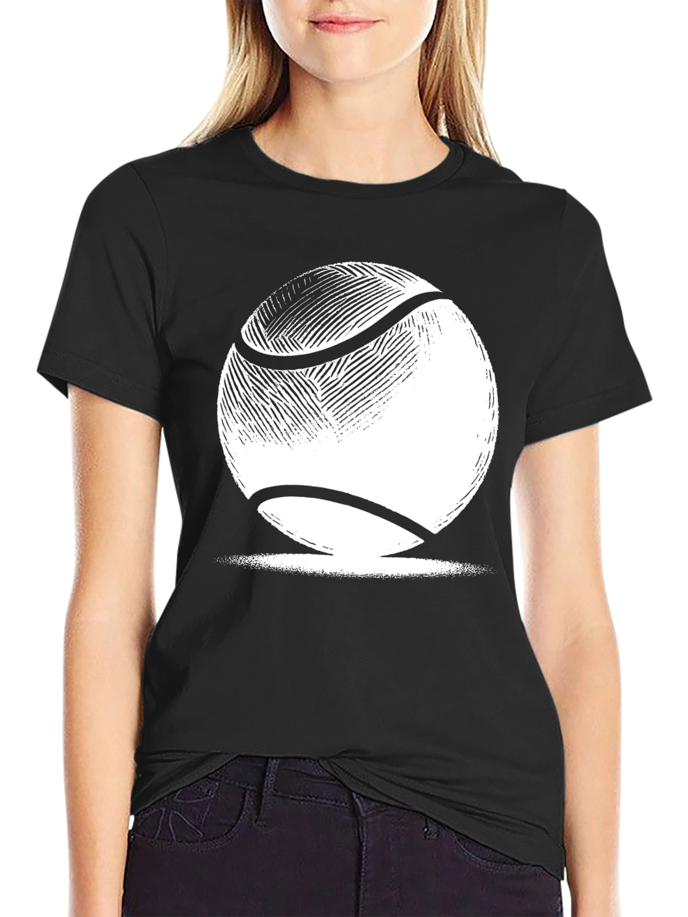Tennis Ball Graphic Tee - Classic Black Cotton T-Shirt