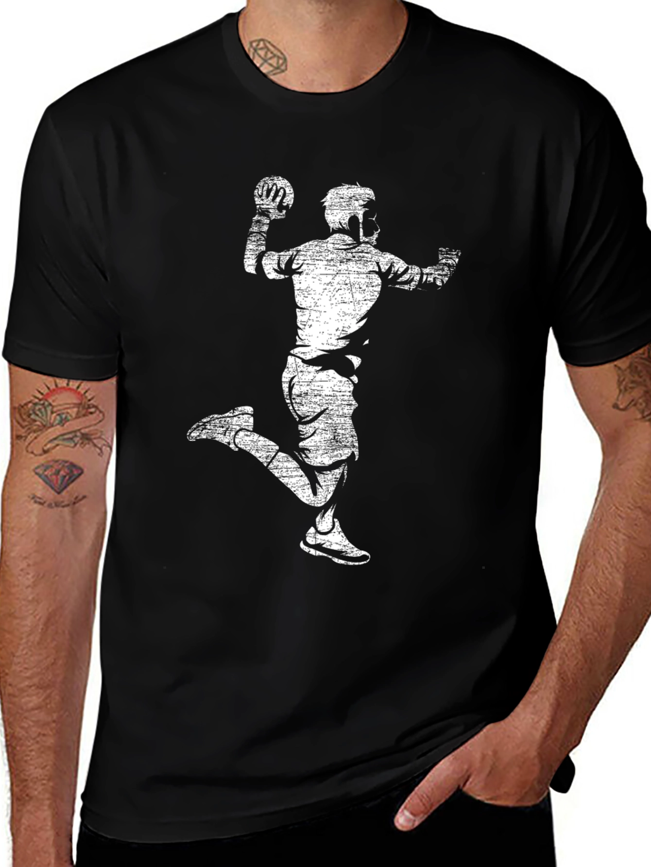 Handball Player Graphic Tee - Retro Sports T-Shirt