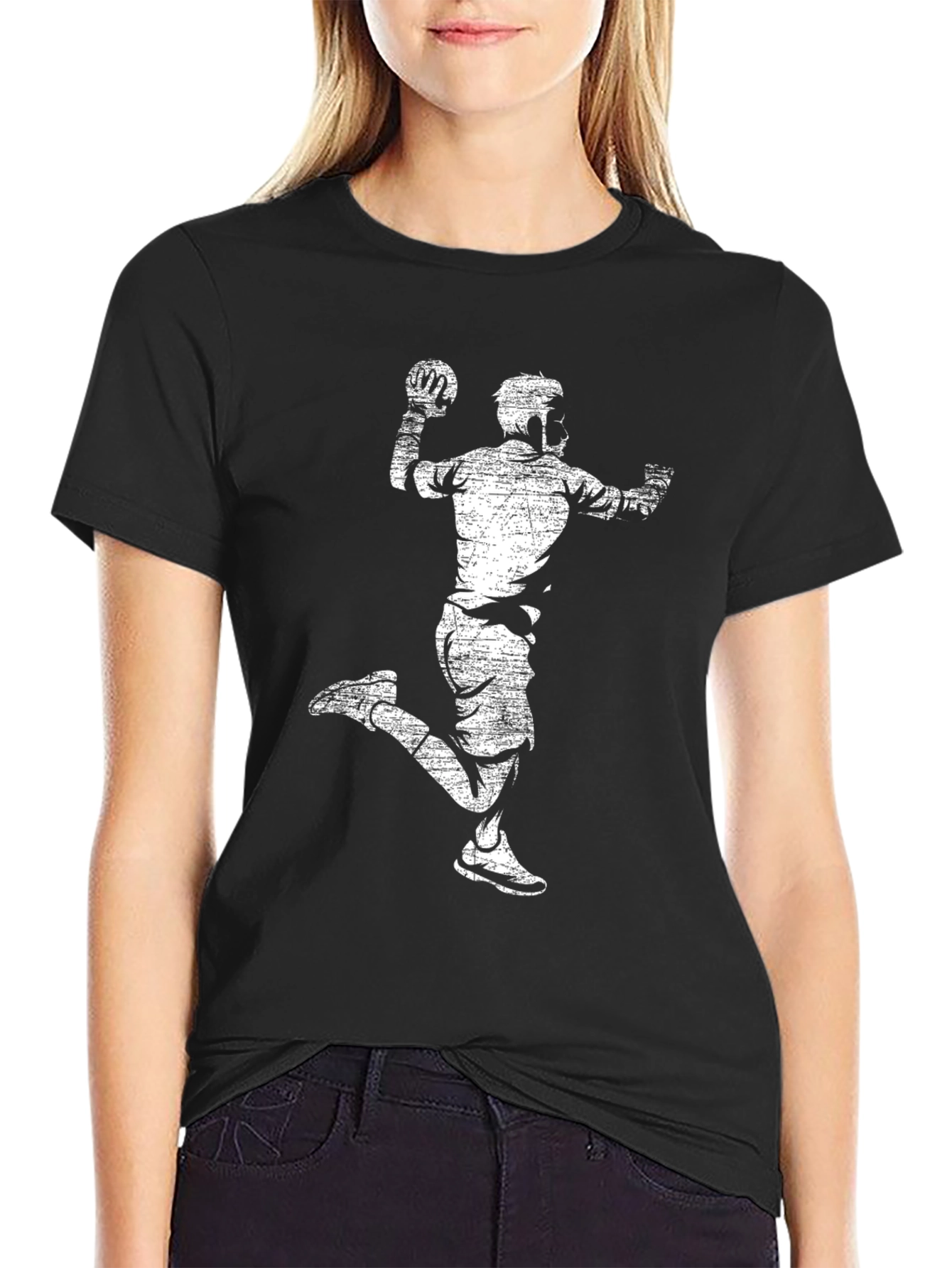 Handball Player Graphic Tee - Retro Sports T-Shirt