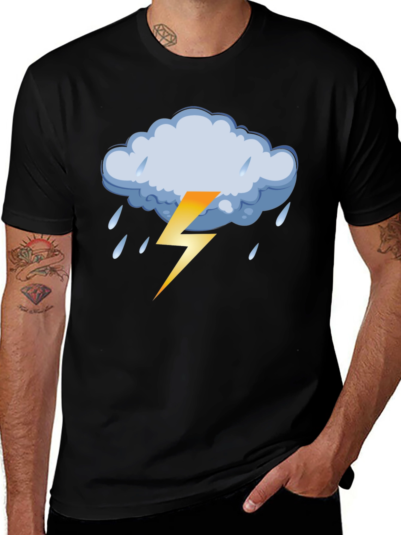 Stormy Weather Graphic Tee - Black Cotton T-Shirt