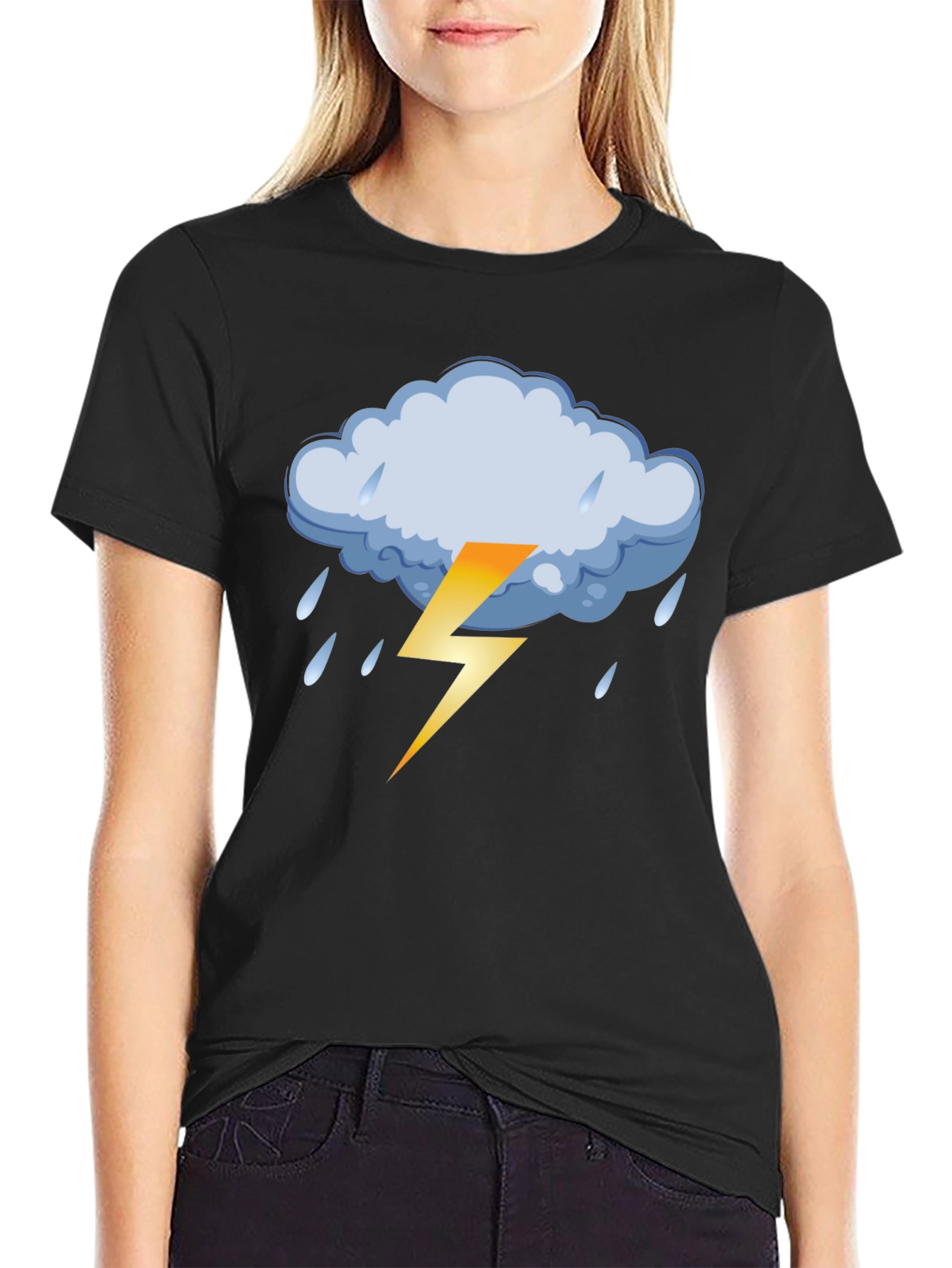 Stormy Weather Graphic Tee - Black Cotton T-Shirt