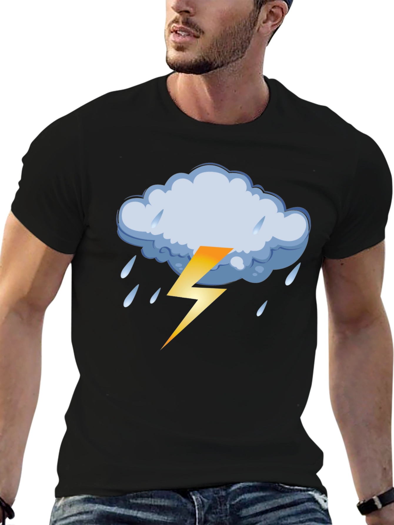 Stormy Weather Graphic Tee - Black Cotton T-Shirt