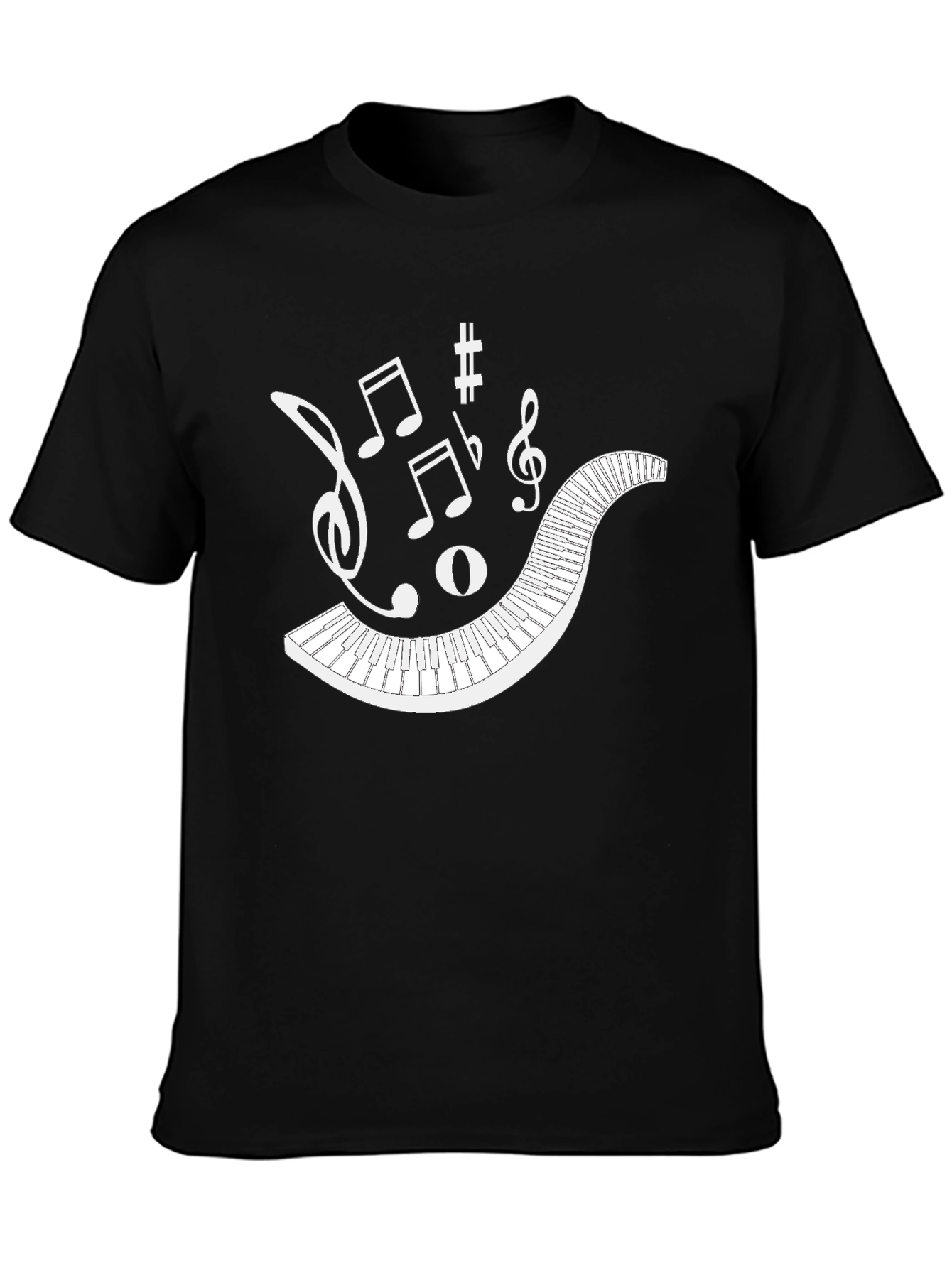 Musical Keyboard Notes Black T-Shirt