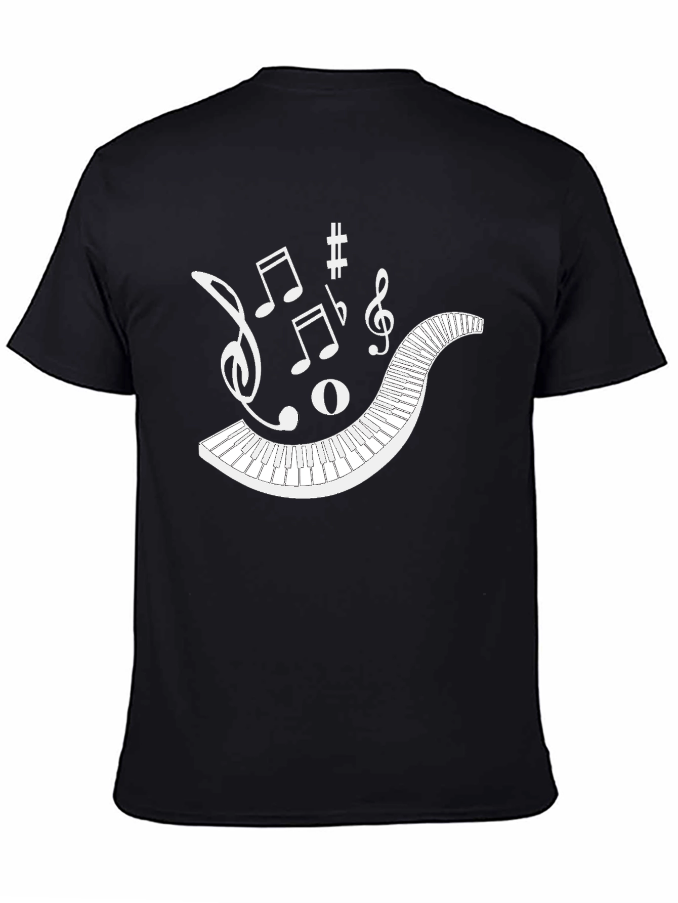 Musical Keyboard Notes Black T-Shirt