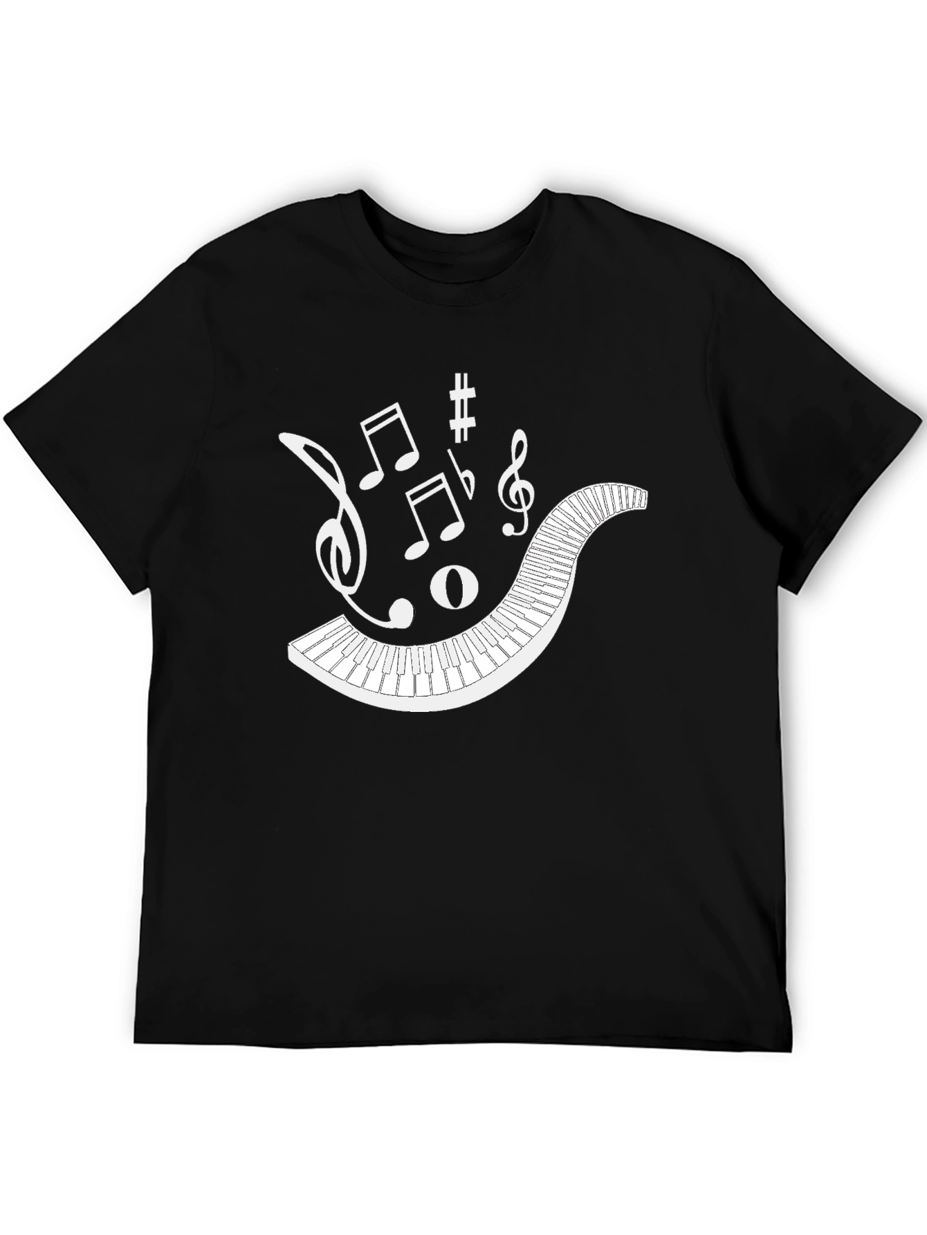 Musical Keyboard Notes Black T-Shirt