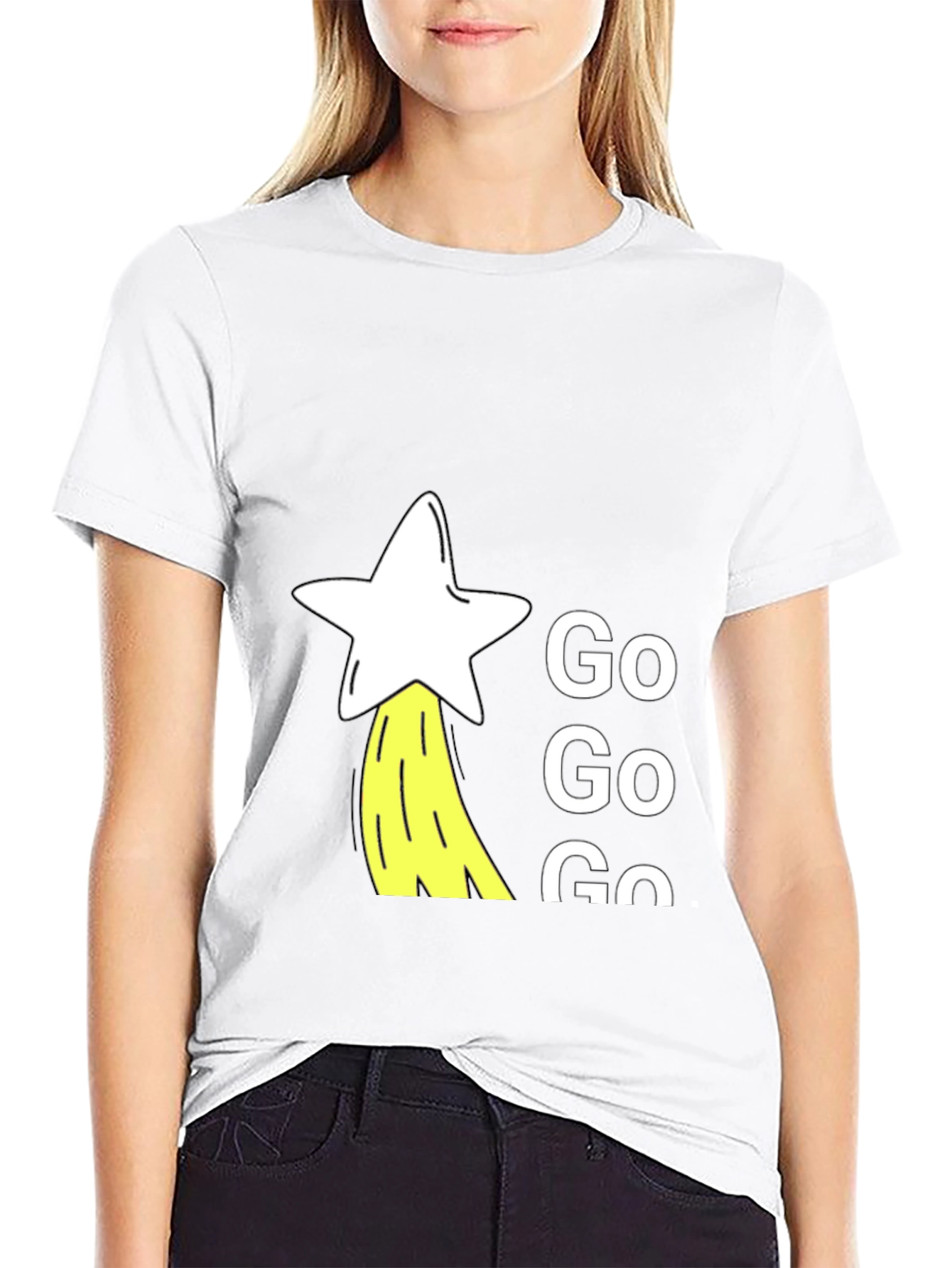 Go Go Go Star Graphic Black T-Shirt