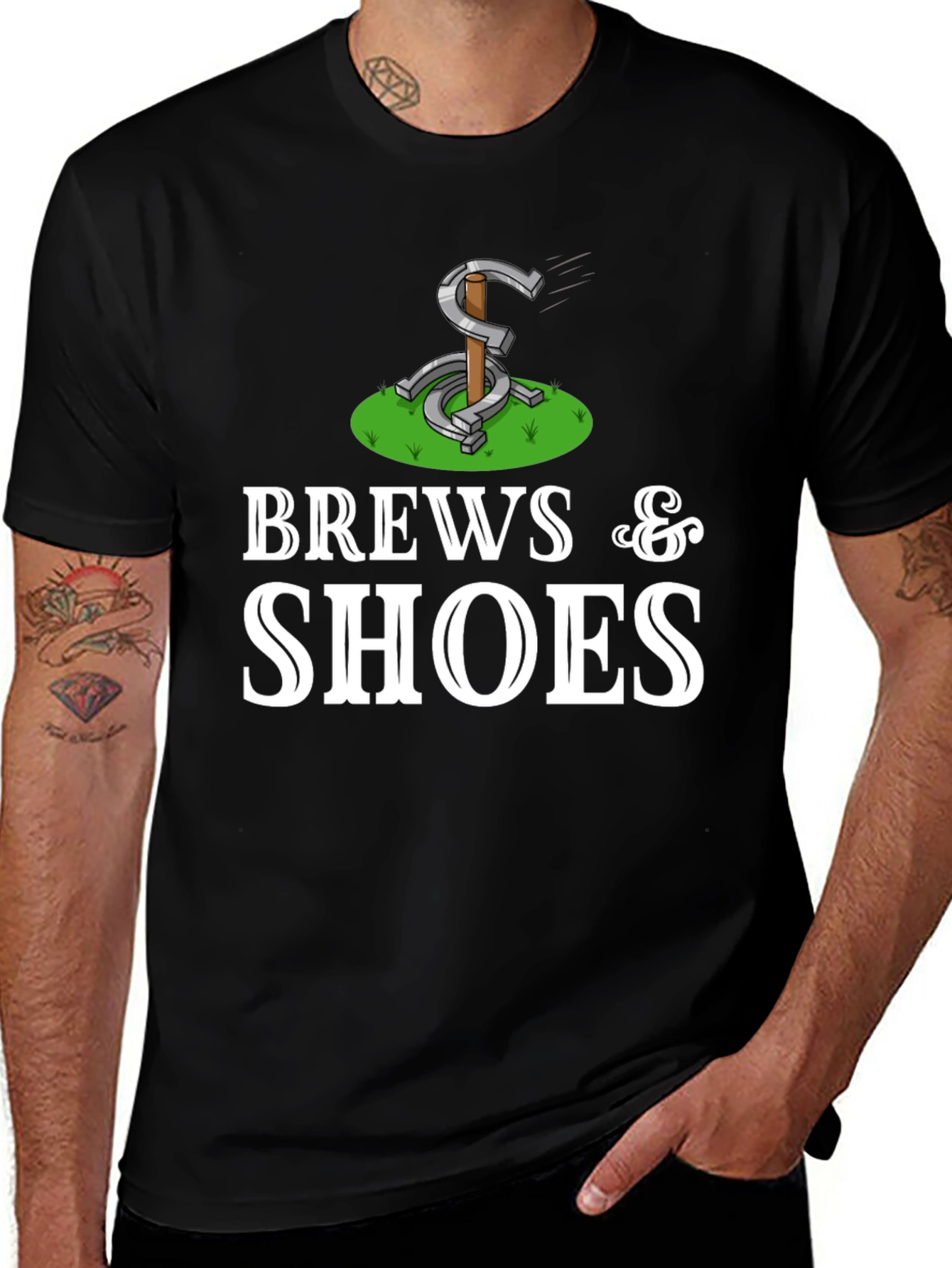 Brew & Shoes Graphic Tee Horseshoe Design