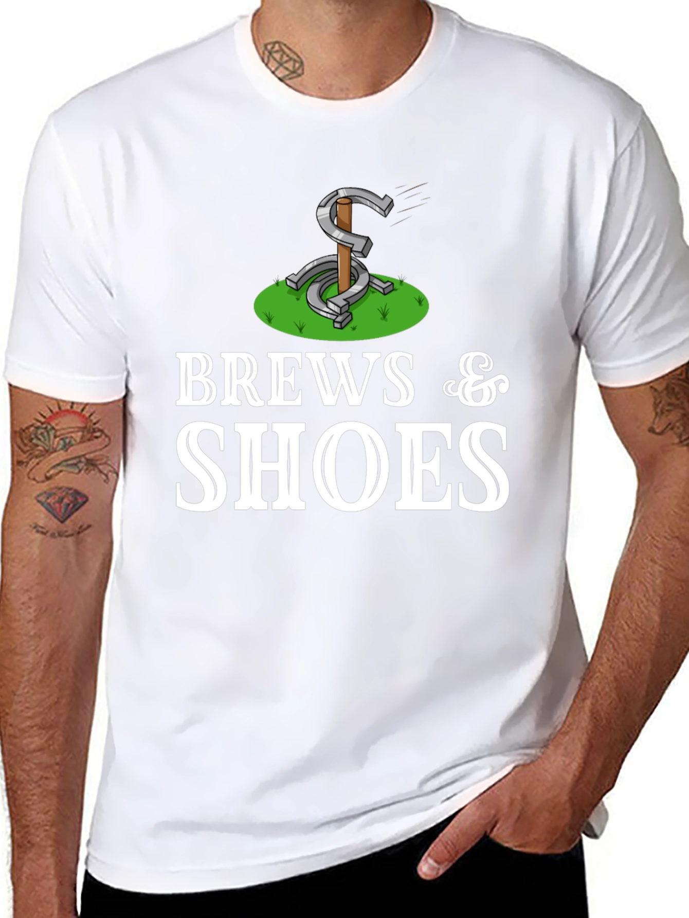 Brew & Shoes Graphic Tee Horseshoe Design