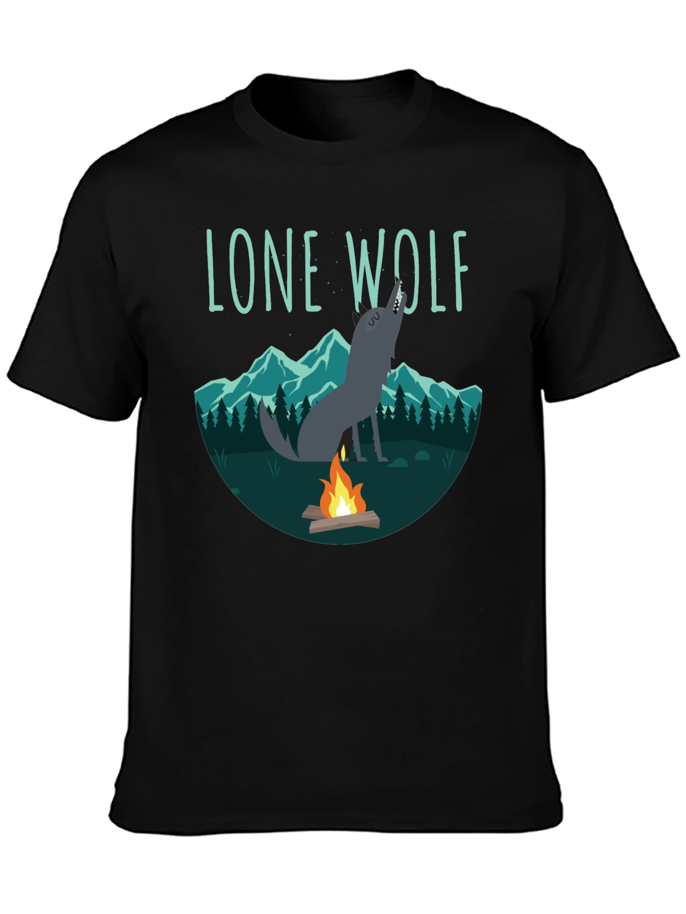 Lone Wolf Campfire Graphic Tee - Black