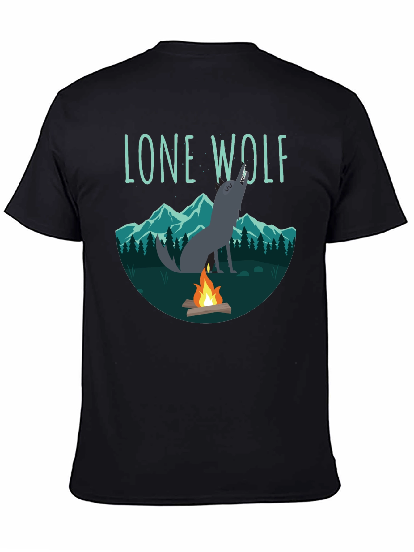 Lone Wolf Campfire Graphic Tee - Black