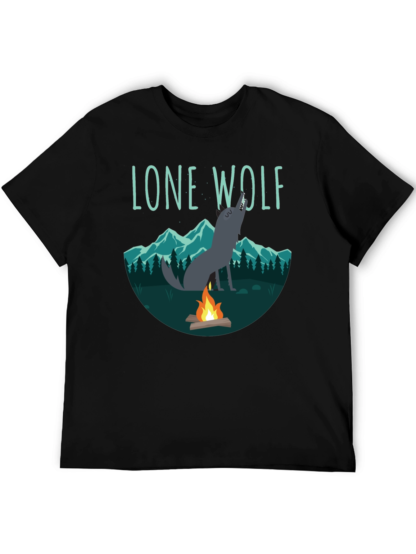 Lone Wolf Campfire Graphic Tee - Black