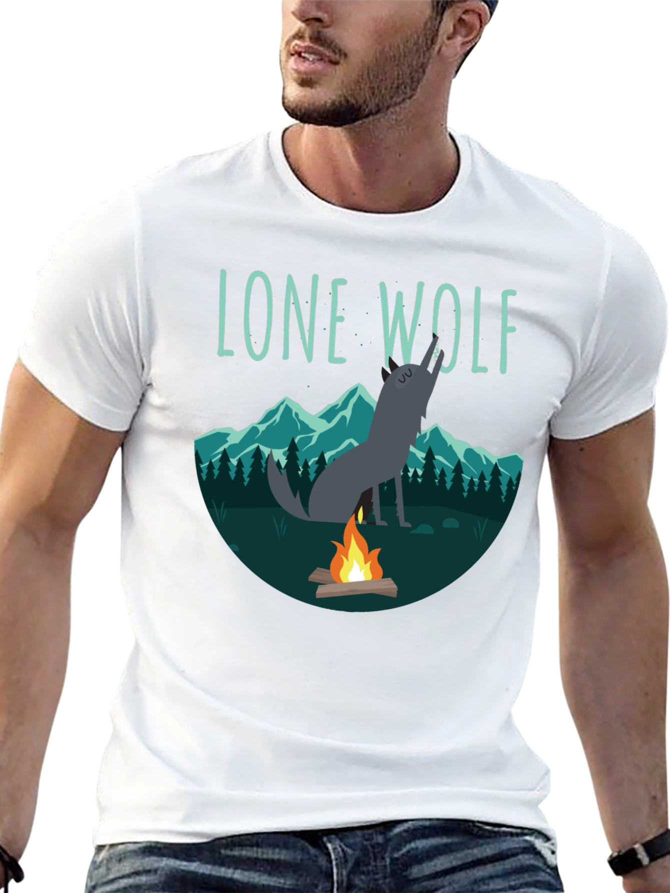 Lone Wolf Campfire Graphic Tee - Black
